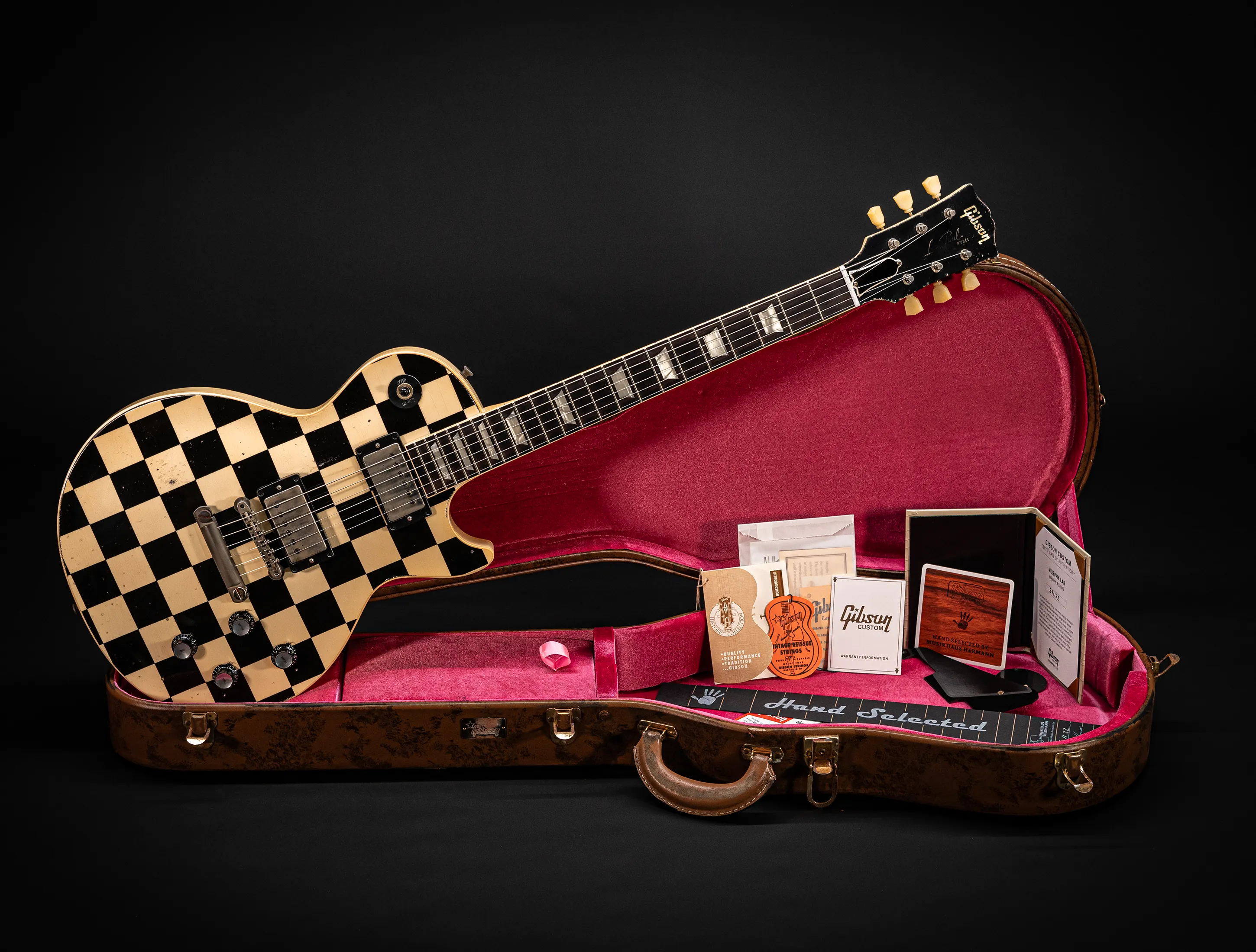 a162823 Gibson Les Paul 1958 Standard Murphy LAB Heavy Aged Black Checkerboard