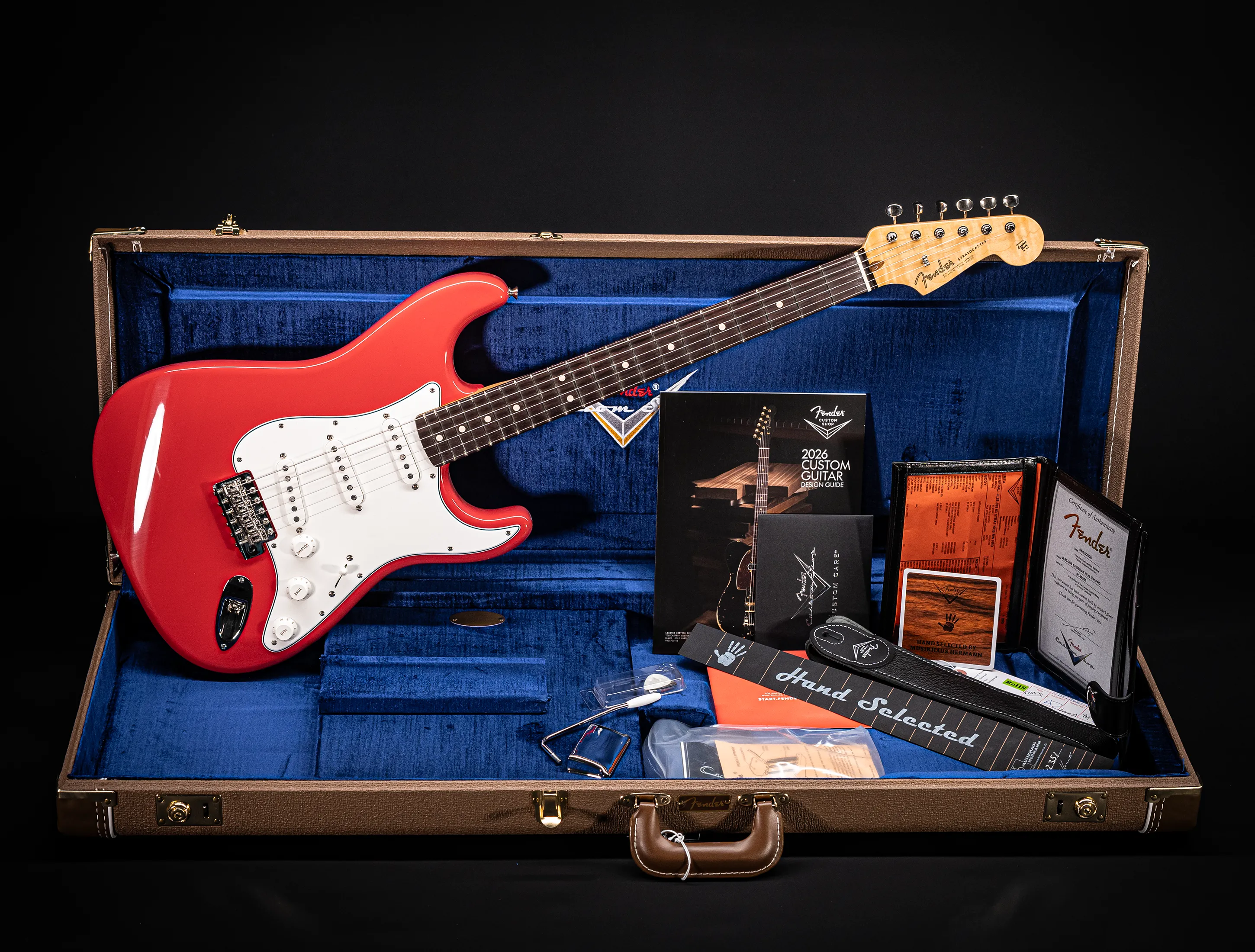 Fender MBD 1963 Stratocaster GLOSS NOS flame Neck - Fiesta Red
