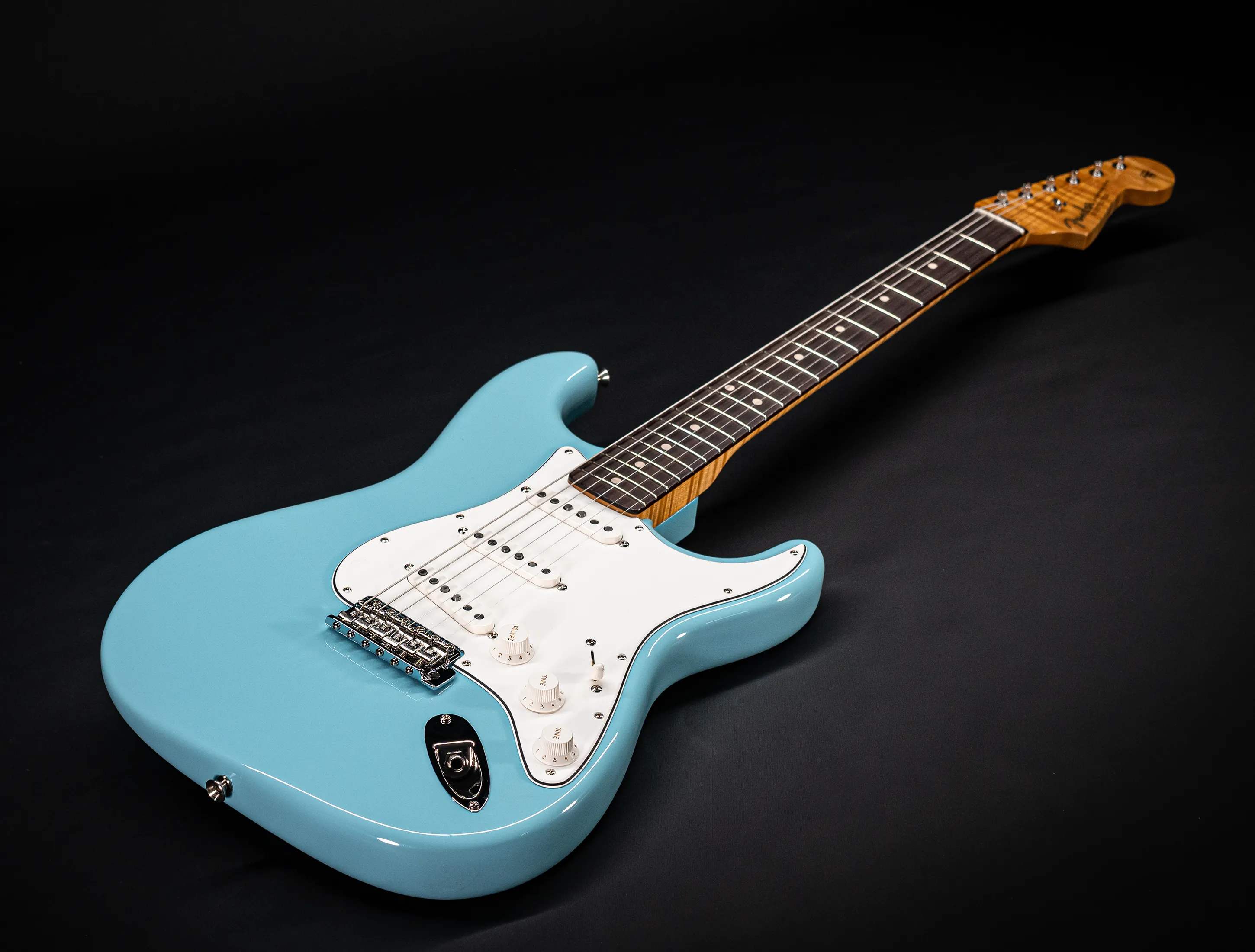 Fender MBD 1963 Stratocaster Prestige NOS flame Neck - Daphne Blue