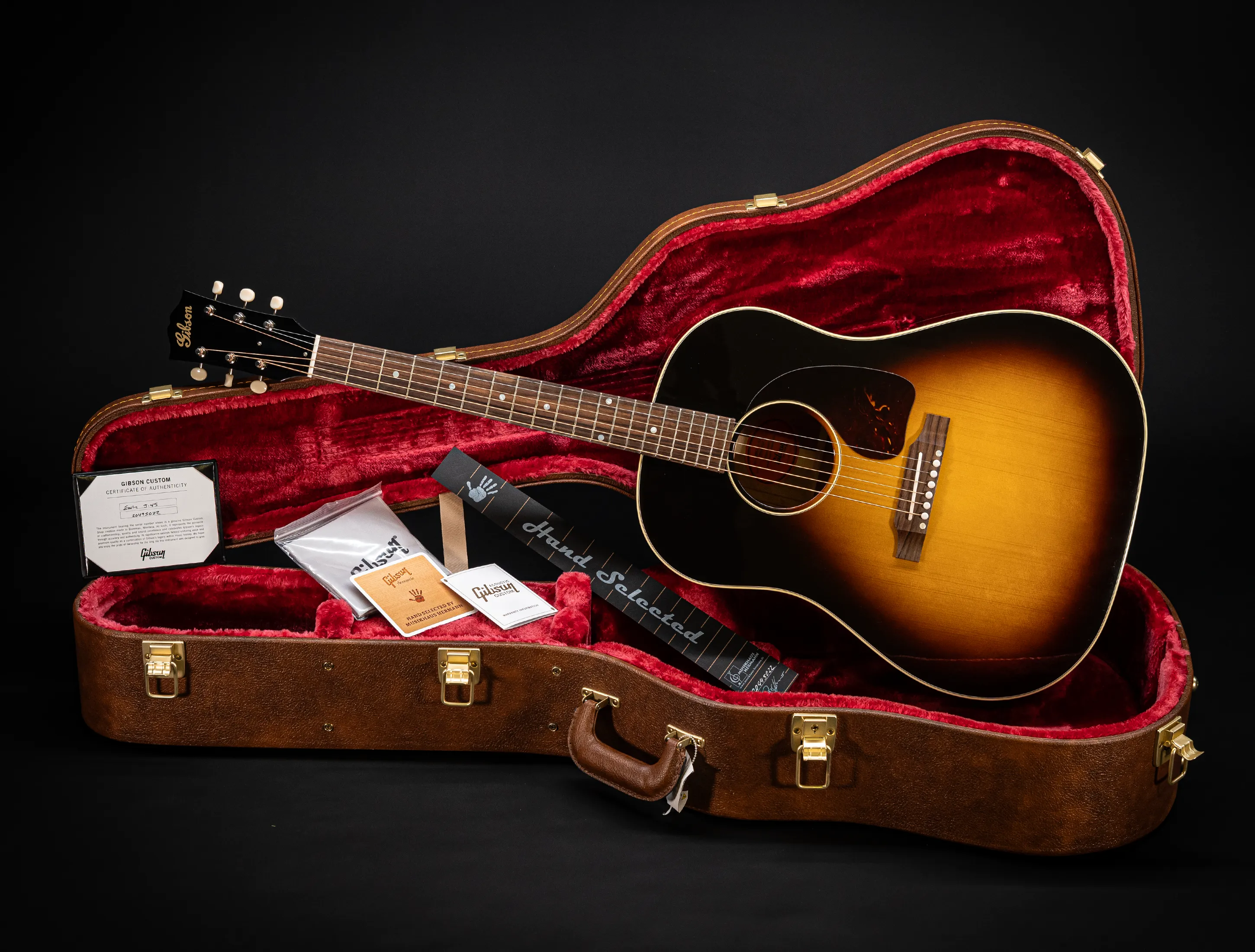 Galerie anzeigen (33 Bilder) a174889-Gibson-J-45-EARLY-50`s-Golden-Era-Custom-Shop-Adirondack-Vintage-Sunburst-