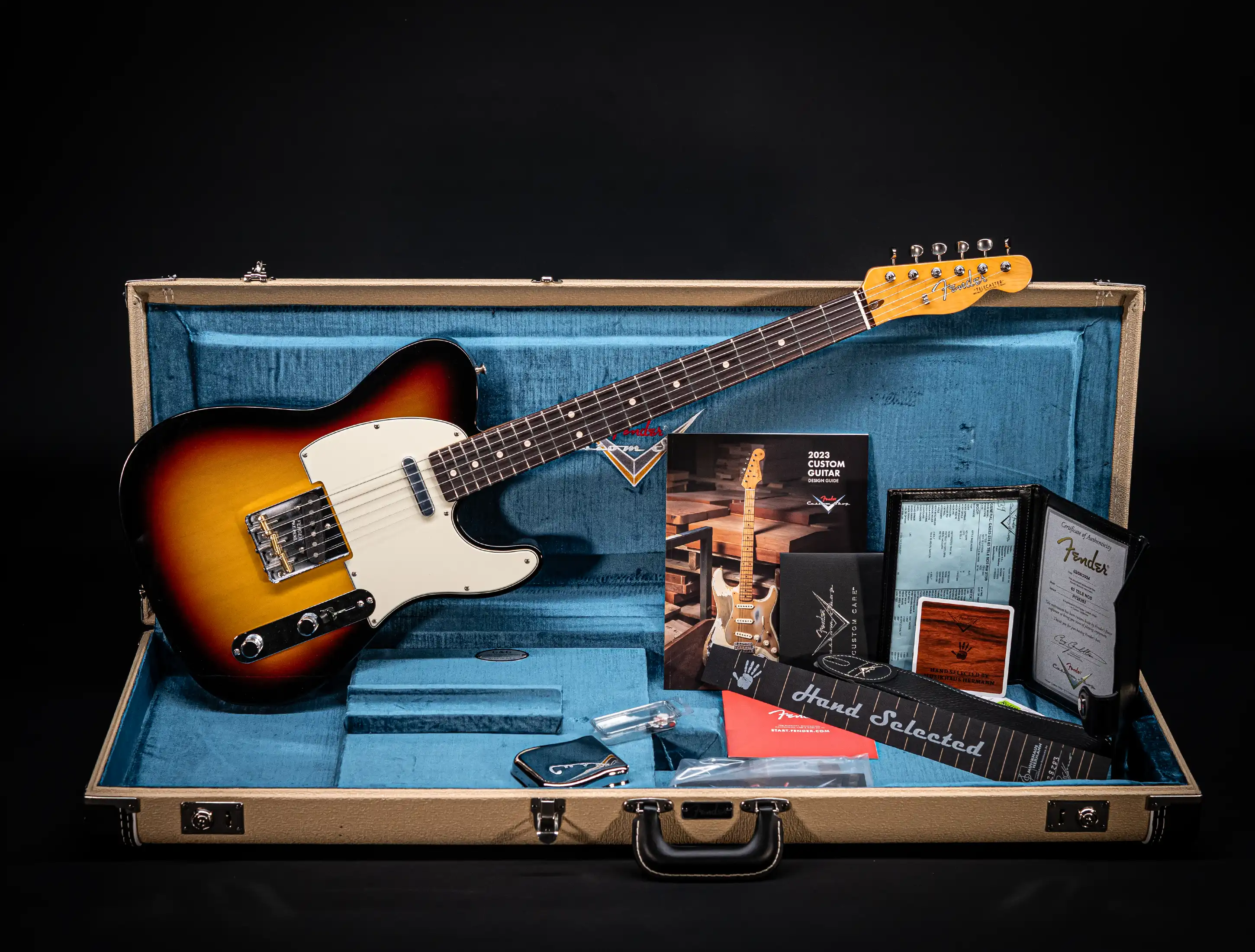 a154579 Fender-MBD-Limited-1963-Telecaster-Timeless-NOS-flame-Neck-Sunburst