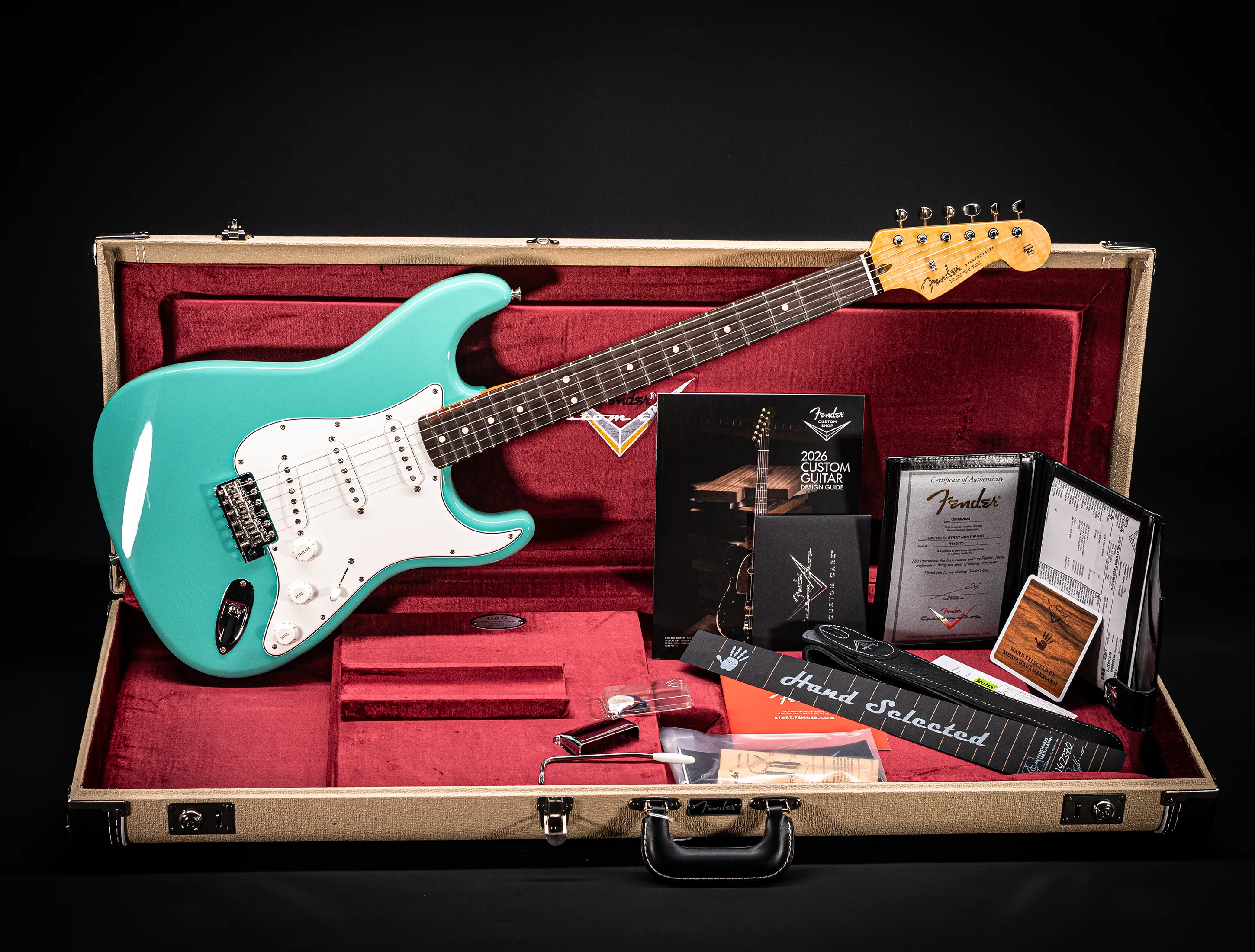 Fender MBD 1963 Stratocaster GLOSS NOS flame Neck - Sea Foam Green