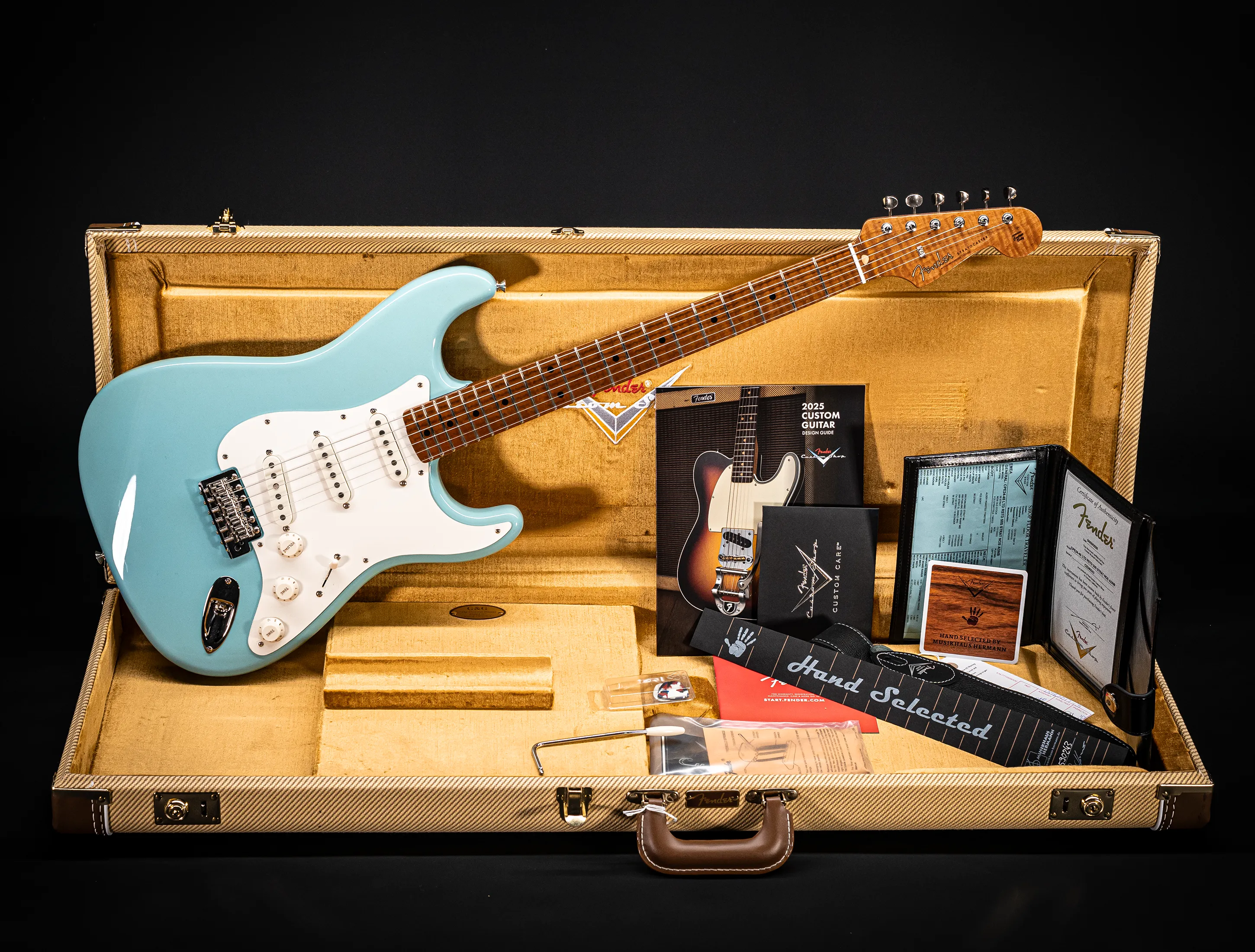 Fender 50`s Limited Stratocaster NOS Mastergrade roasted Flame AAAA Neck - Daphne Blue