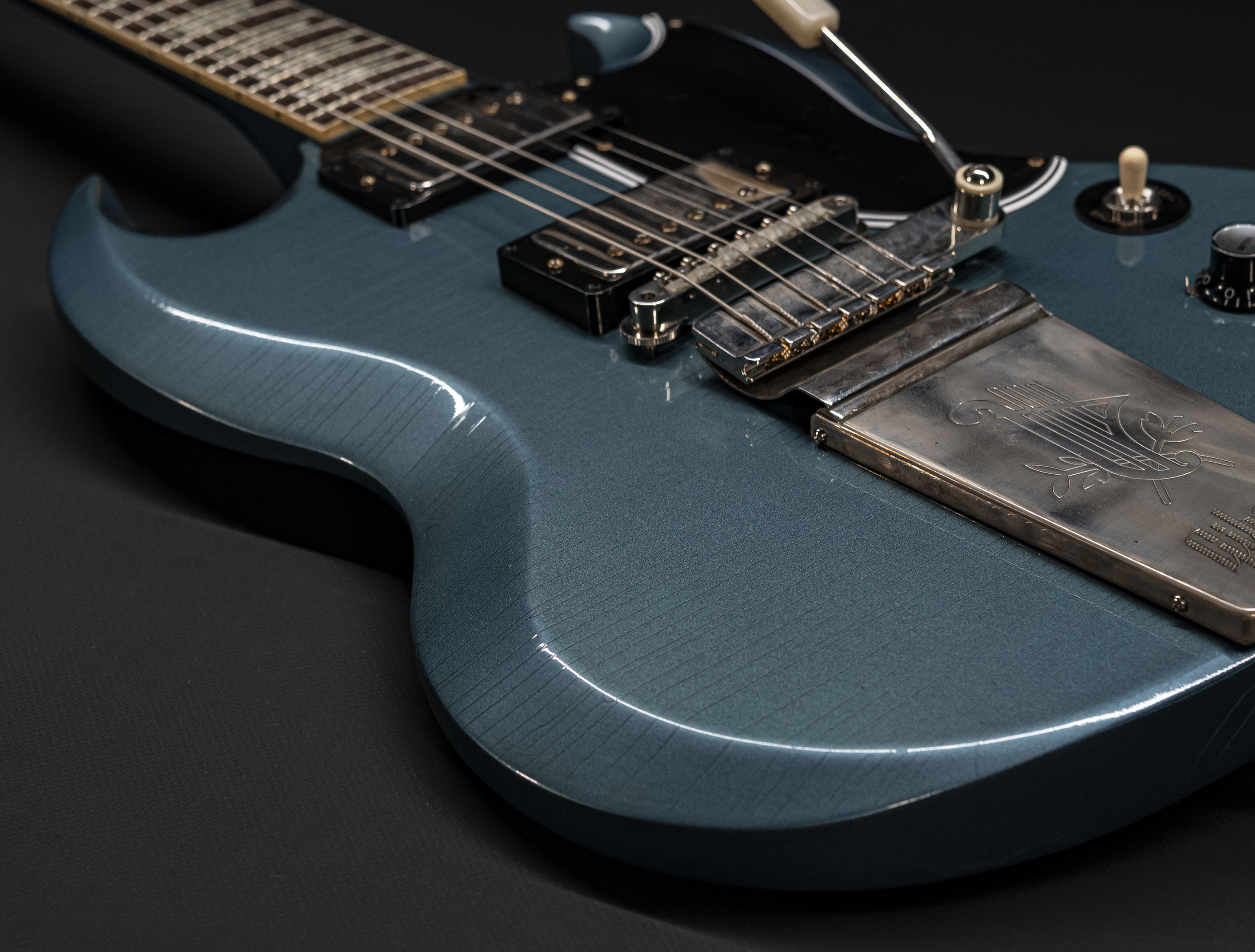 Galerie anzeigen (26 Bilder) a120197-gibson-sg-1964-standard-maestro-vibrola-murphy-lab-ultra-light-aged-pelham-blue