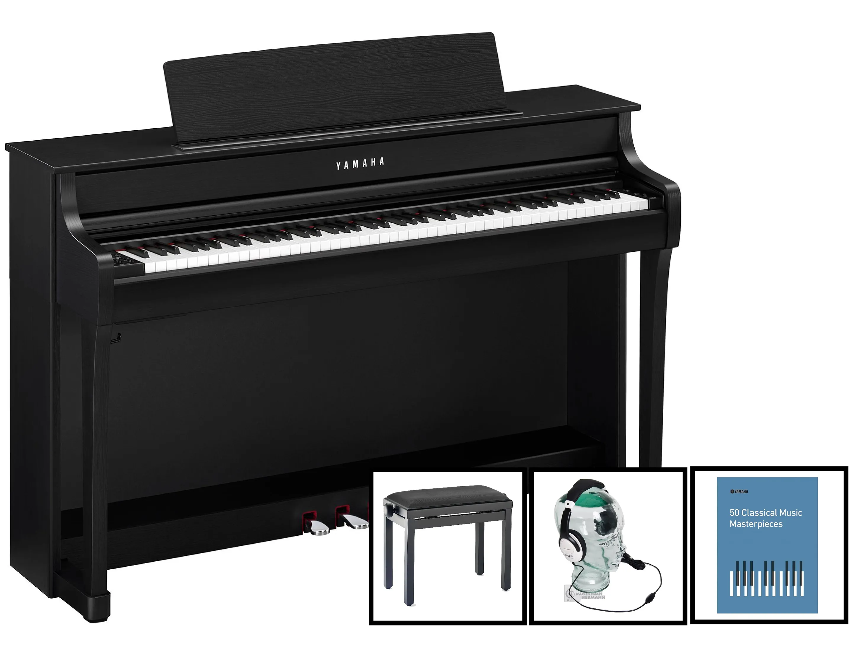 Yamaha CLP-845 B Schwarz matt Bundle Set