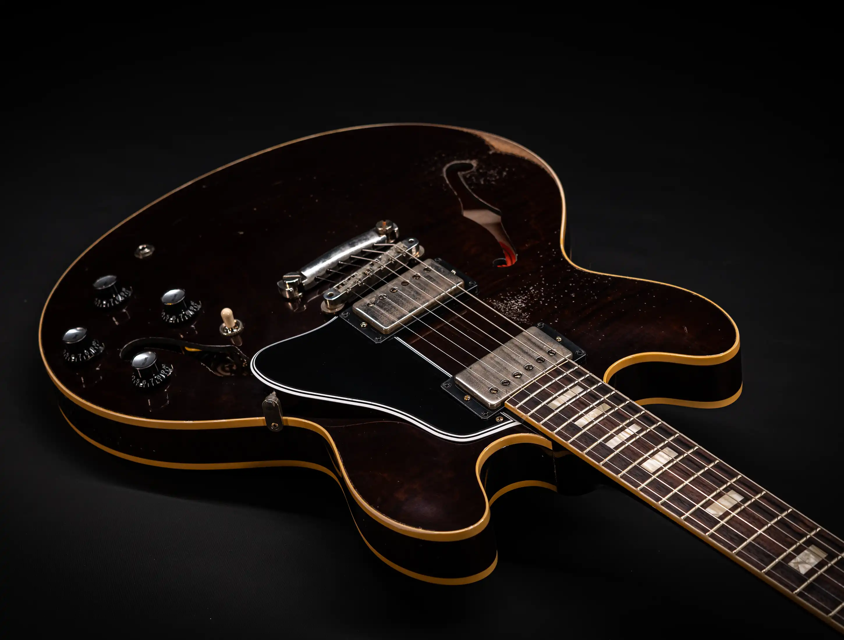 a154407 Gibson-ES-335-1964-Custom-Shop-Murphy-Lab-Heavy-Aged-Figured-Maple-Antique-Walnut-Stain