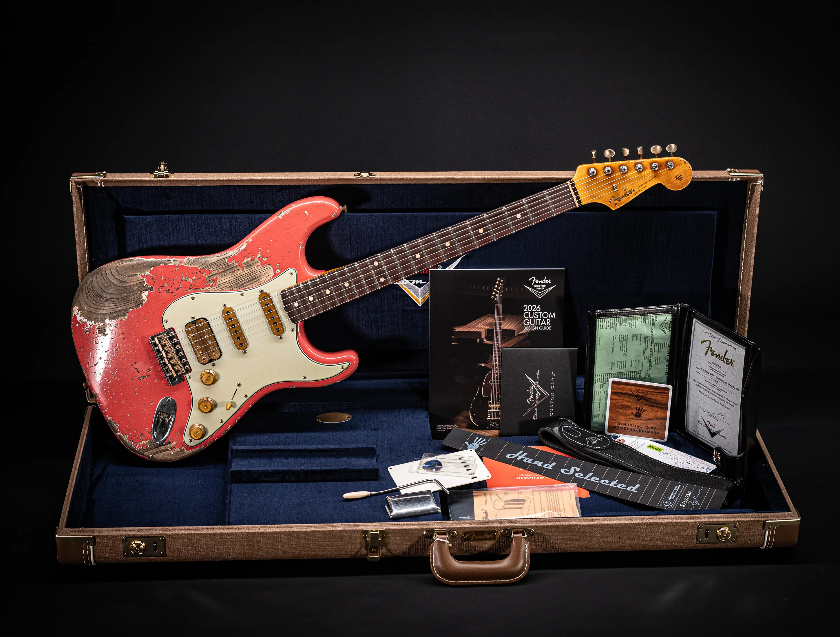 Fender MBD II 1962 Humbucker Stratocaster MIDAS Super Heavy Relic - ASH Body Fiesta Red