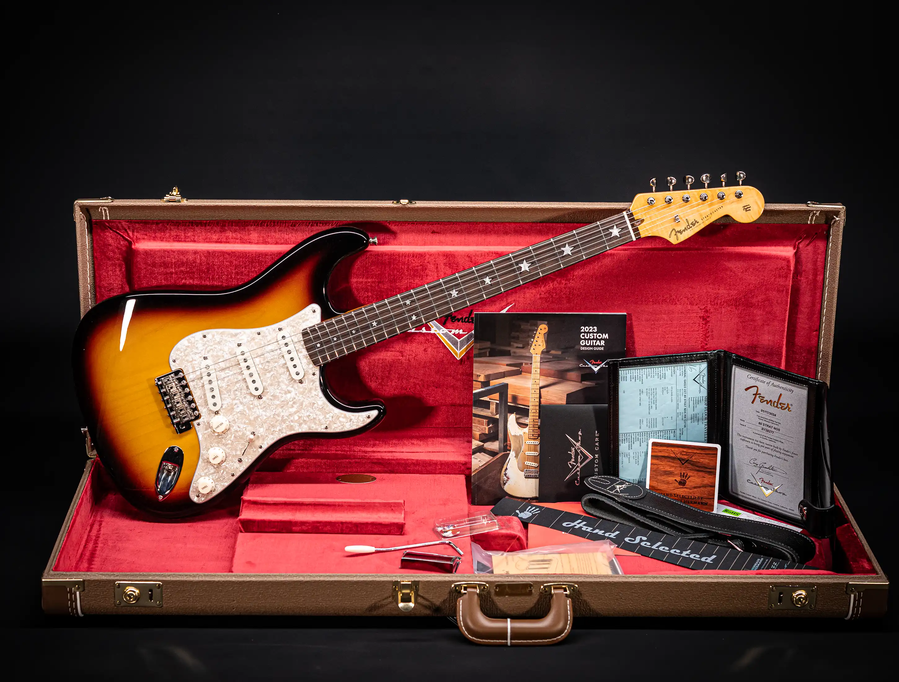 a154608 Fender-MBD-Limited-60s-STARS-Stratocaster-NOS-flame-Neck-Sunburst