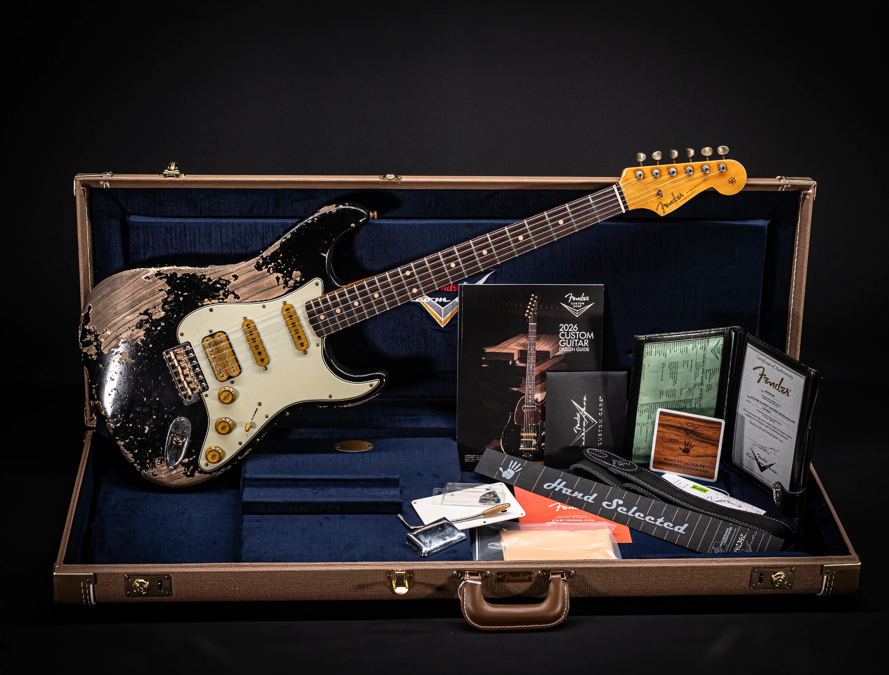 Fender MBD II 1962 Humbucker Stratocaster MIDAS Super Heavy Relic - ASH Body Black