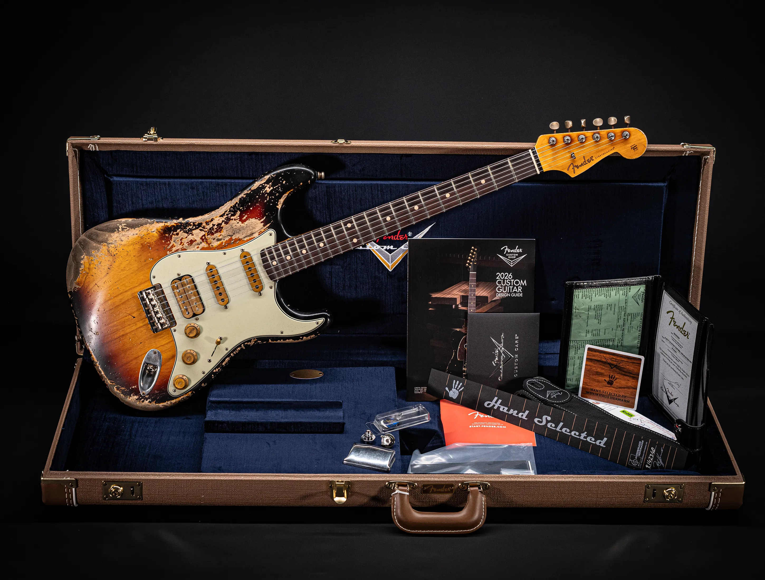 Fender MBD II 1962 Humbucker Hardtail Stratocaster MIDAS Super Heavy Relic - ASH Body Sunburst
