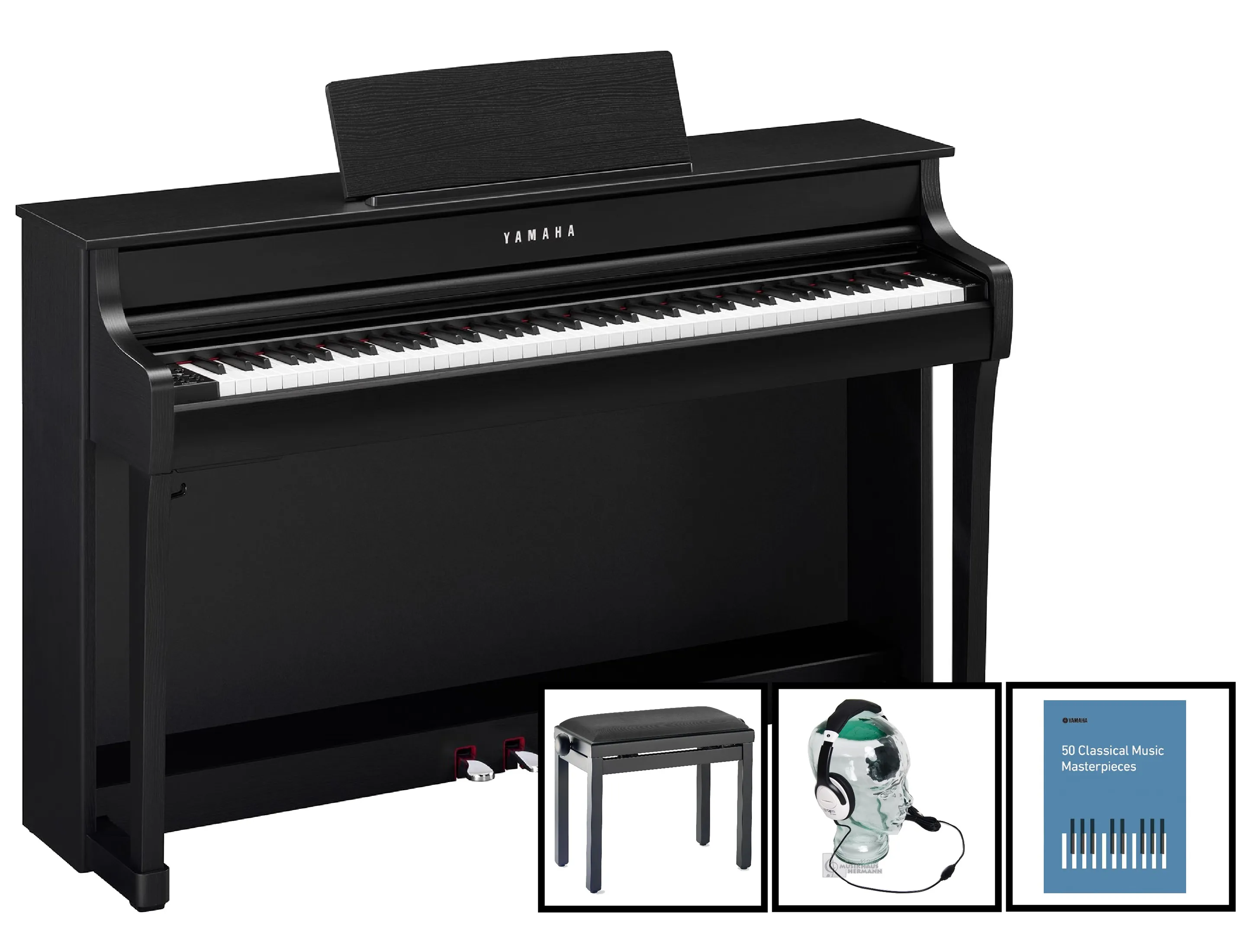 Yamaha CLP-835 B Schwarz matt Bundle Set