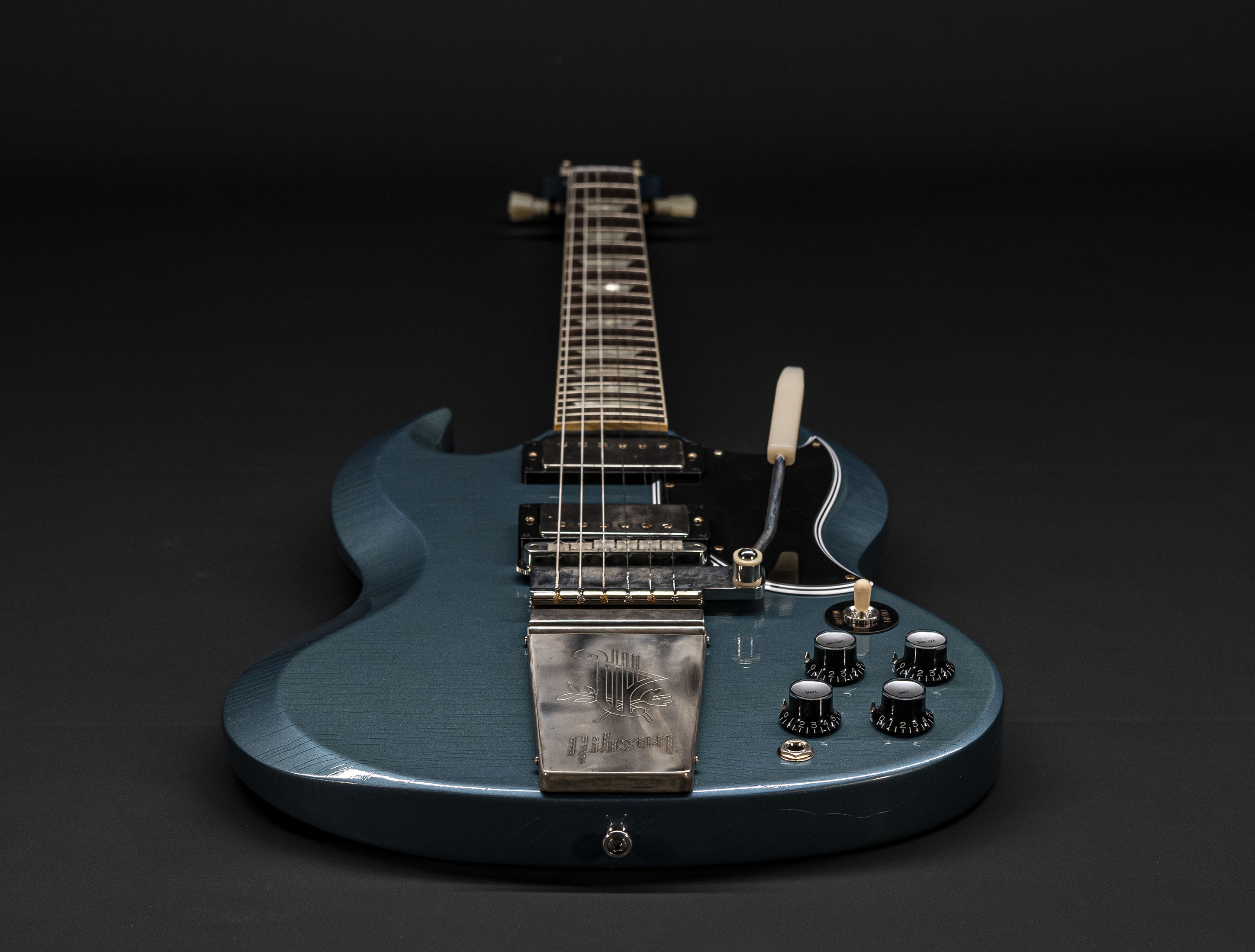 Galerie anzeigen (26 Bilder) a120198-gibson-sg-1964-standard-maestro-vibrola-murphy-lab-ultra-light-aged-pelham-blue