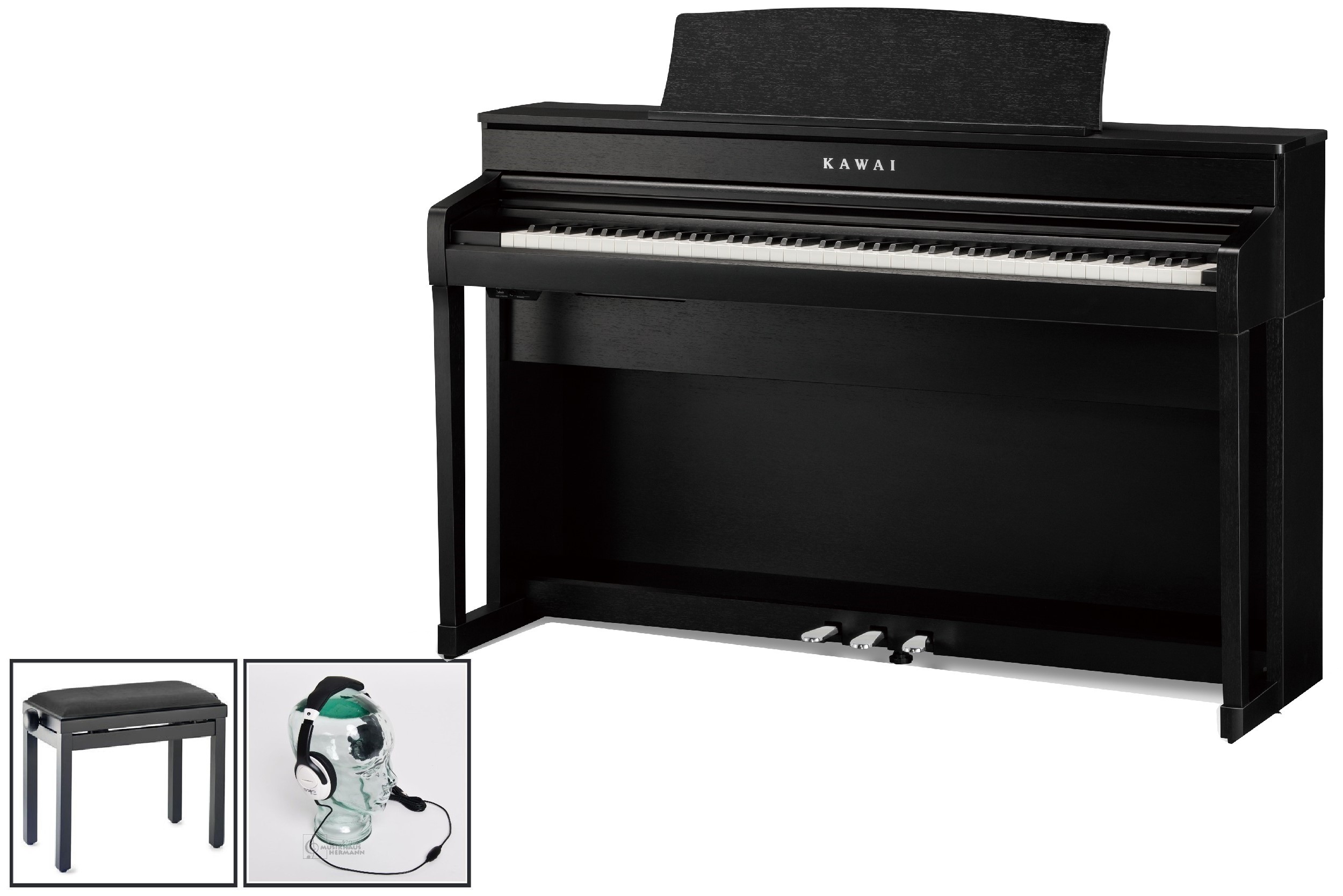 Kawai CA-701 B Schwarz satiniert - Bundle Set