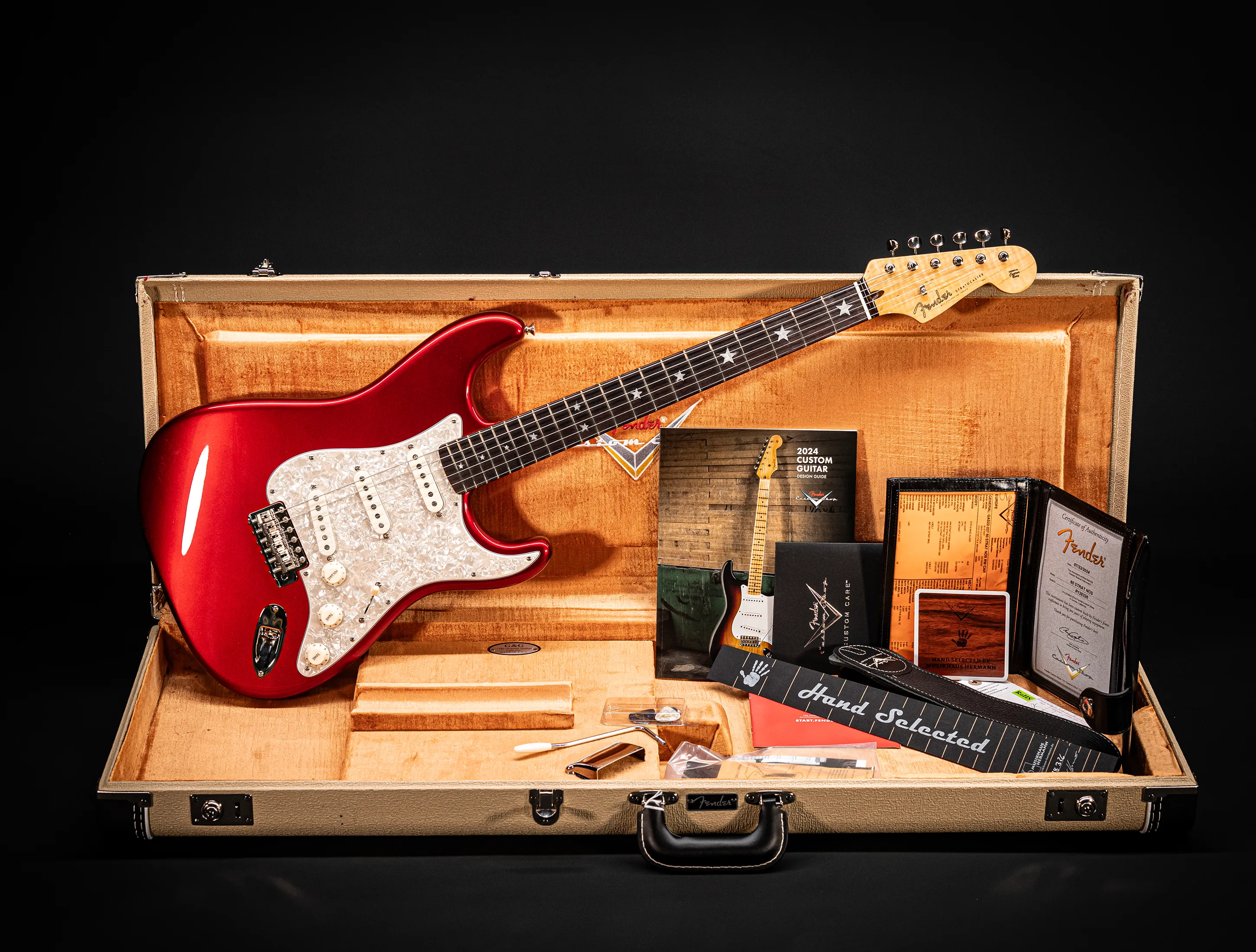 a163001 Fender MBD Limited 60s STARS Stratocaster NOS flame Neck - Candy Apple Red
