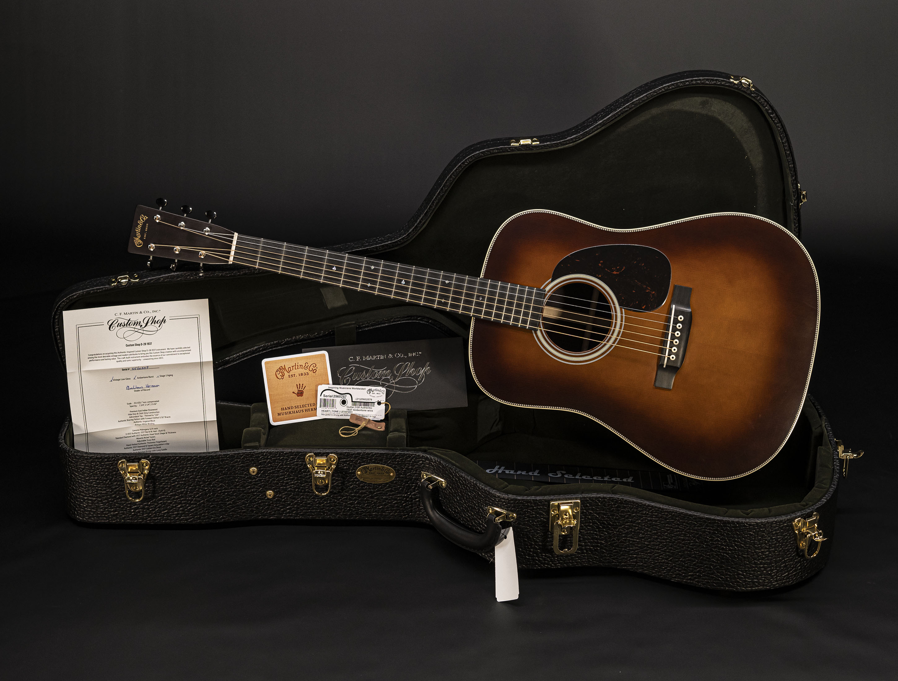 Show gallery (24 images) a113002-martin-custom-shop-d-28-authentic-1937-vintage-low-gloss-ambertone-burst