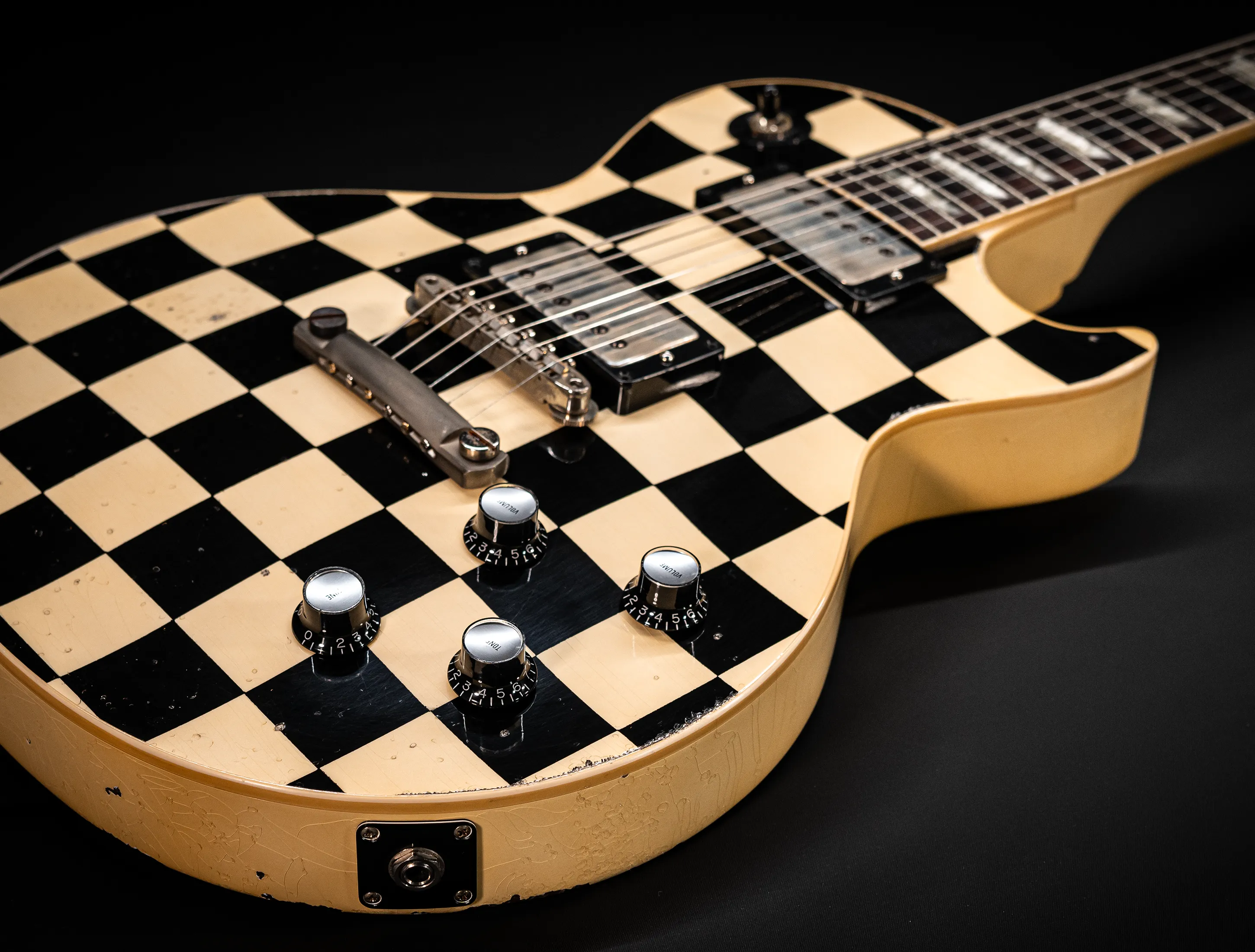 a162832 Gibson Les Paul 1958 Standard Murphy LAB Heavy Aged Black Checkerboard