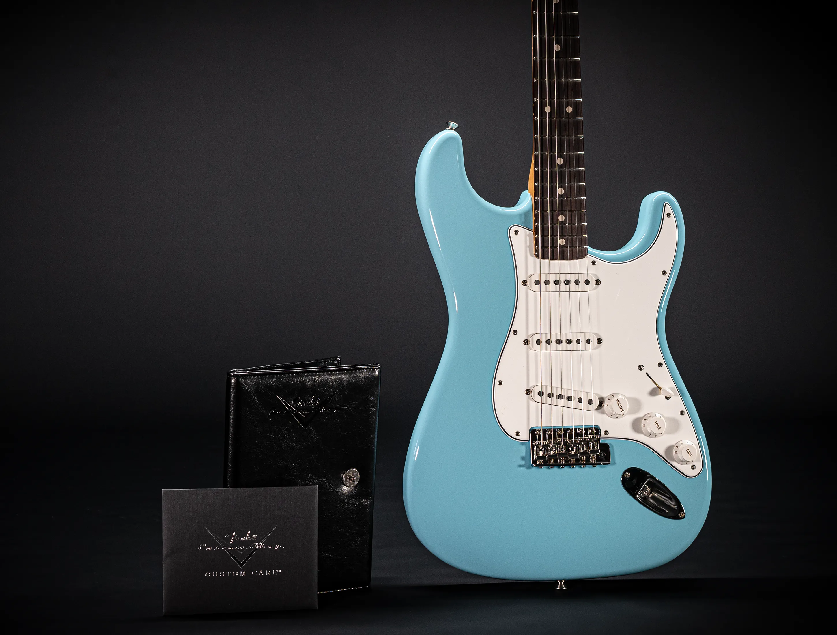 Fender MBD 1963 Stratocaster Prestige NOS flame Neck - Daphne Blue