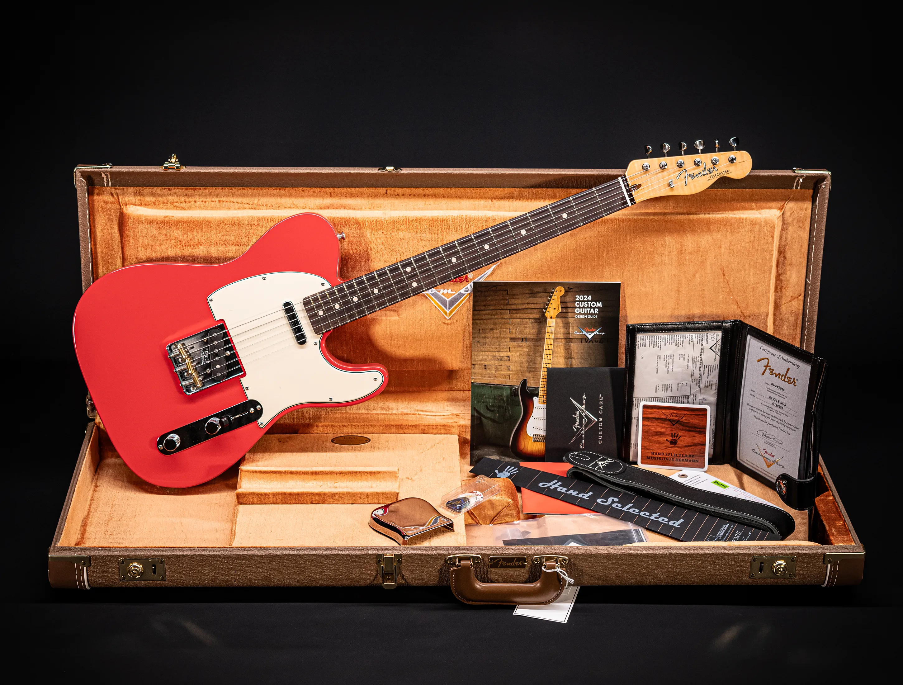 a164296 Fender MBD Limited 1963 Telecaster Timeless NOS flame Neck - Fiesta Red