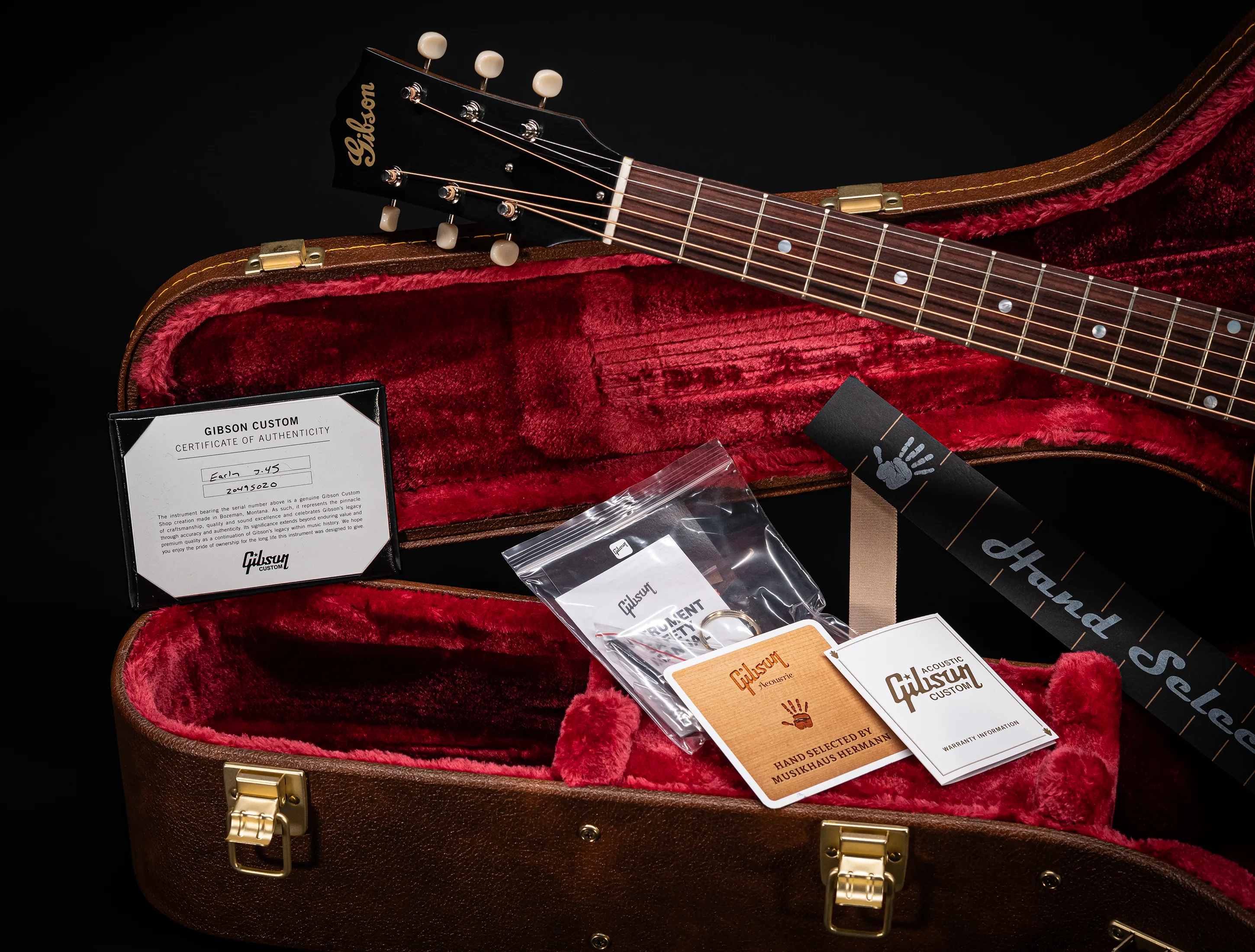 Show gallery (30 images) a175803-Gibson-J-45-Rosewood-EARLY-50s-Golden-Era-Custom-Shop-Adirondack-Vintage-Sunburst-Musikhaus-Hermann-