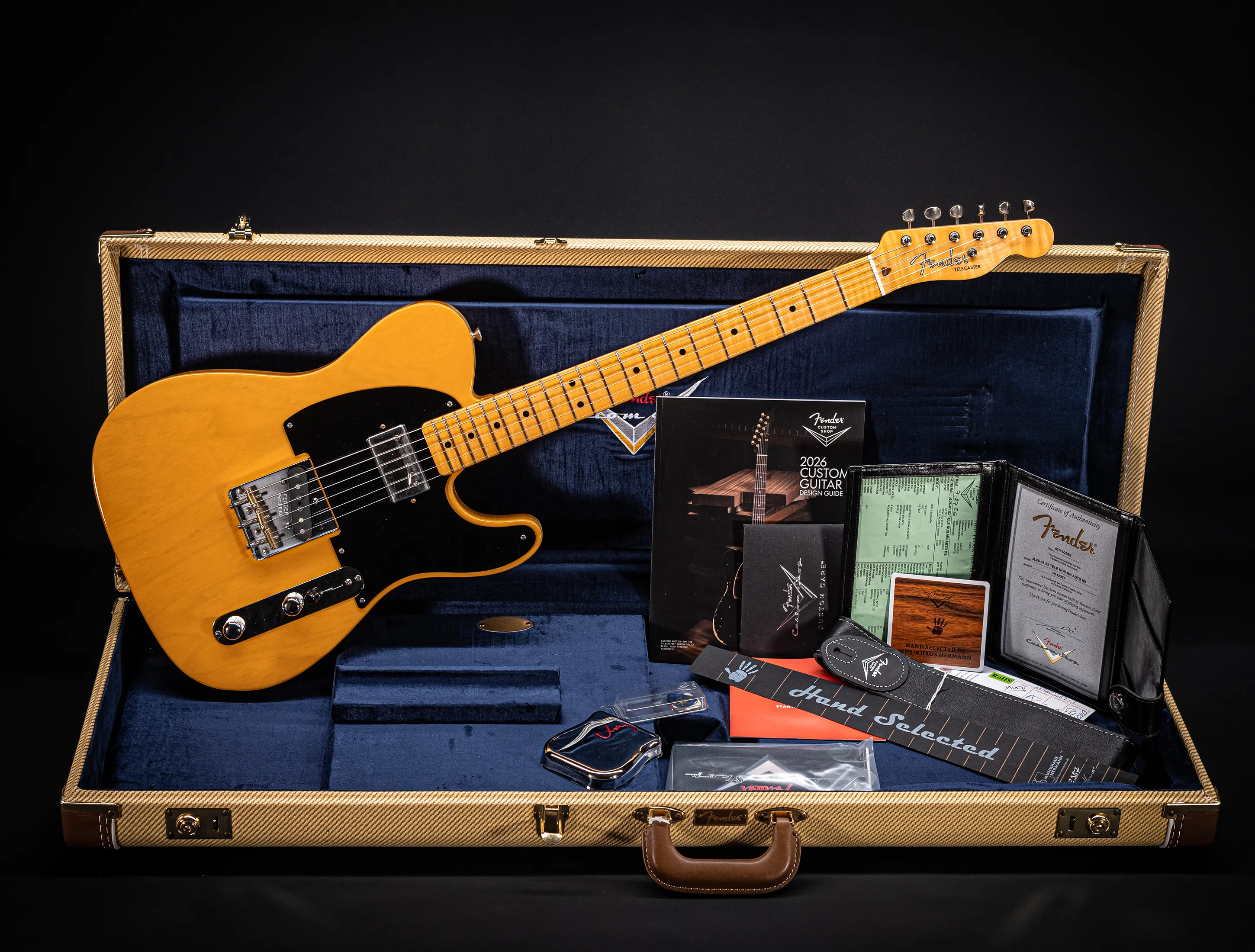 Fender MBD 1952 Humbucker Telecaster GLOSS NOS flame Neck - Butterscotch Blonde