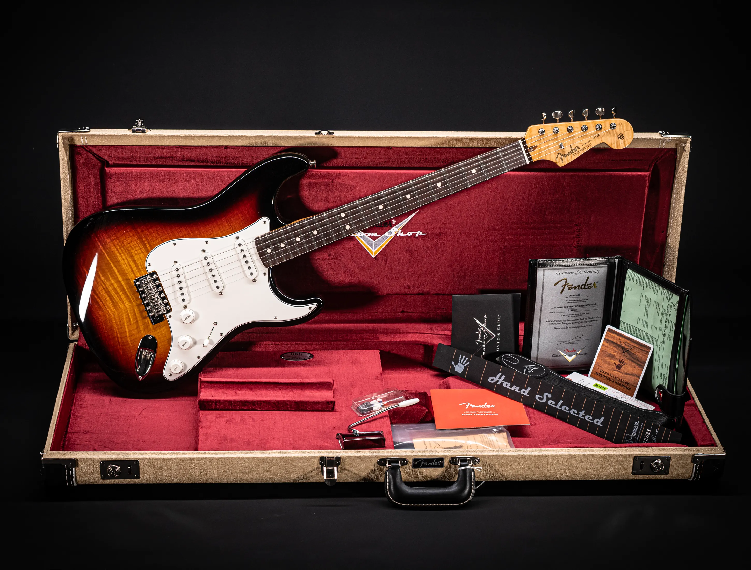 Fender MBD 1963 Stratocaster Prestige GLOSS NOS Flame Top - Sunburst