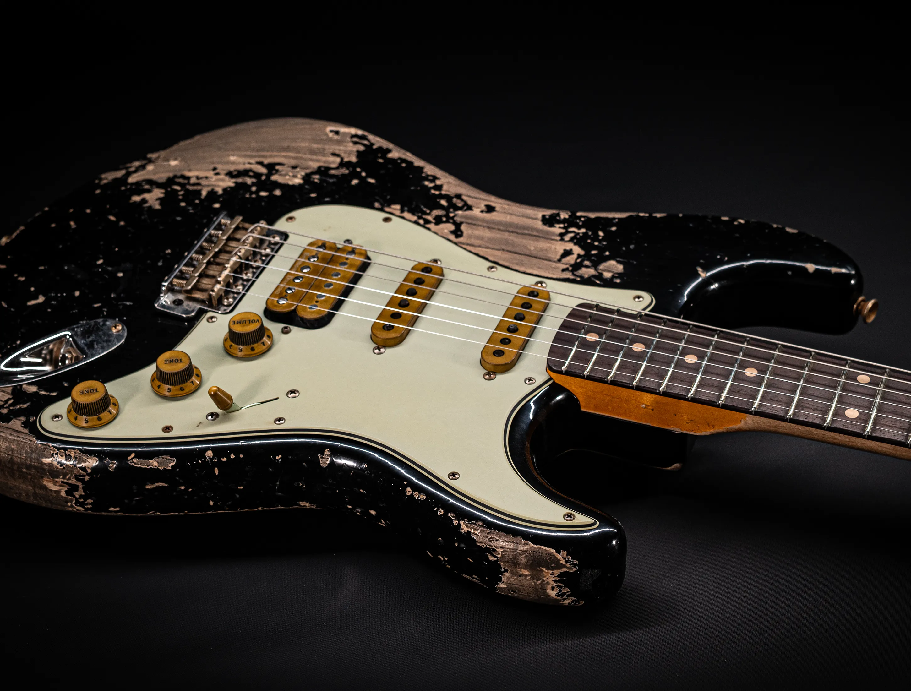 Fender MBD II 1962 Humbucker Stratocaster MIDAS Super Heavy Relic - ASH Body Black