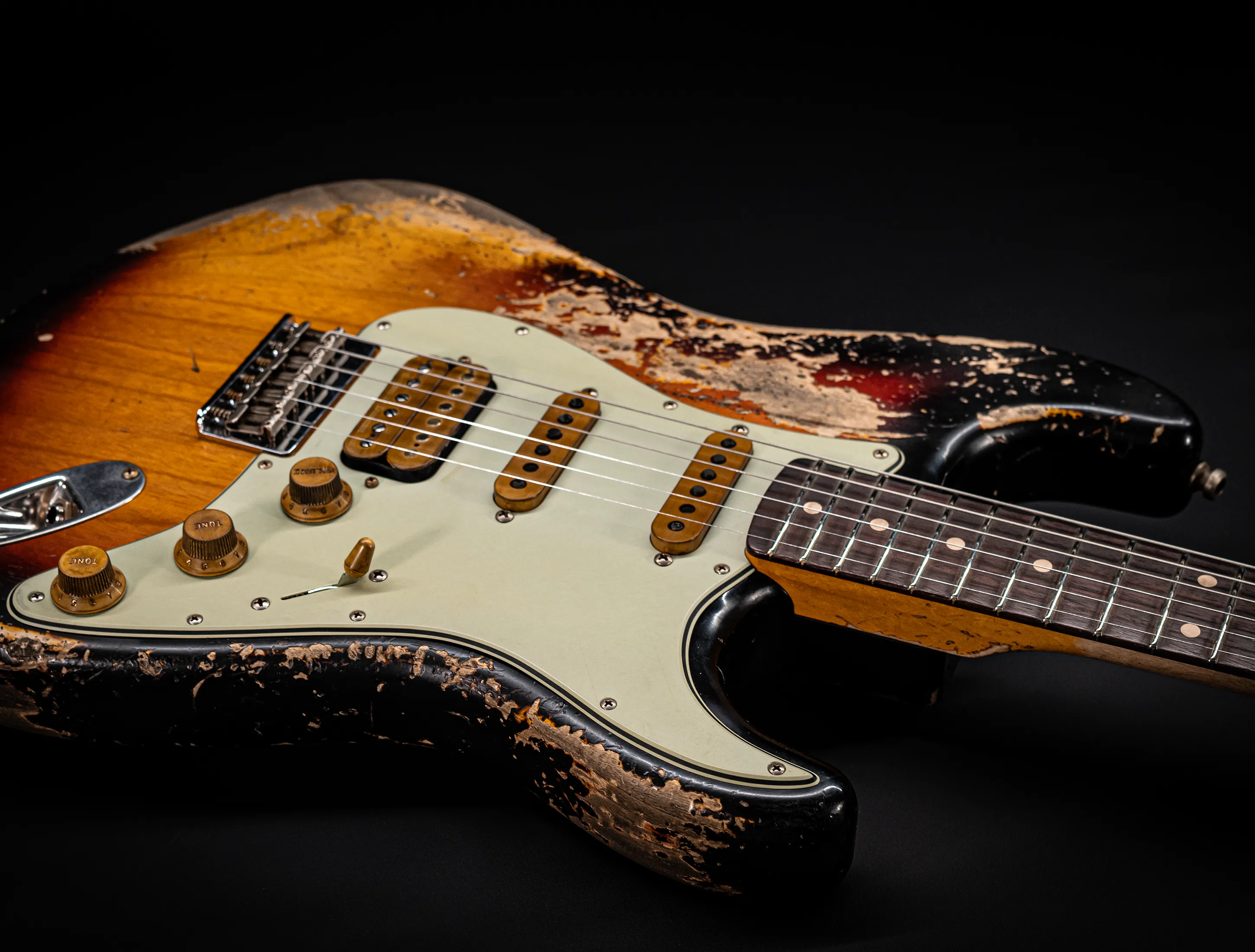 Fender MBD II 1962 Humbucker Hardtail Stratocaster MIDAS Super Heavy Relic - ASH Body Sunburst