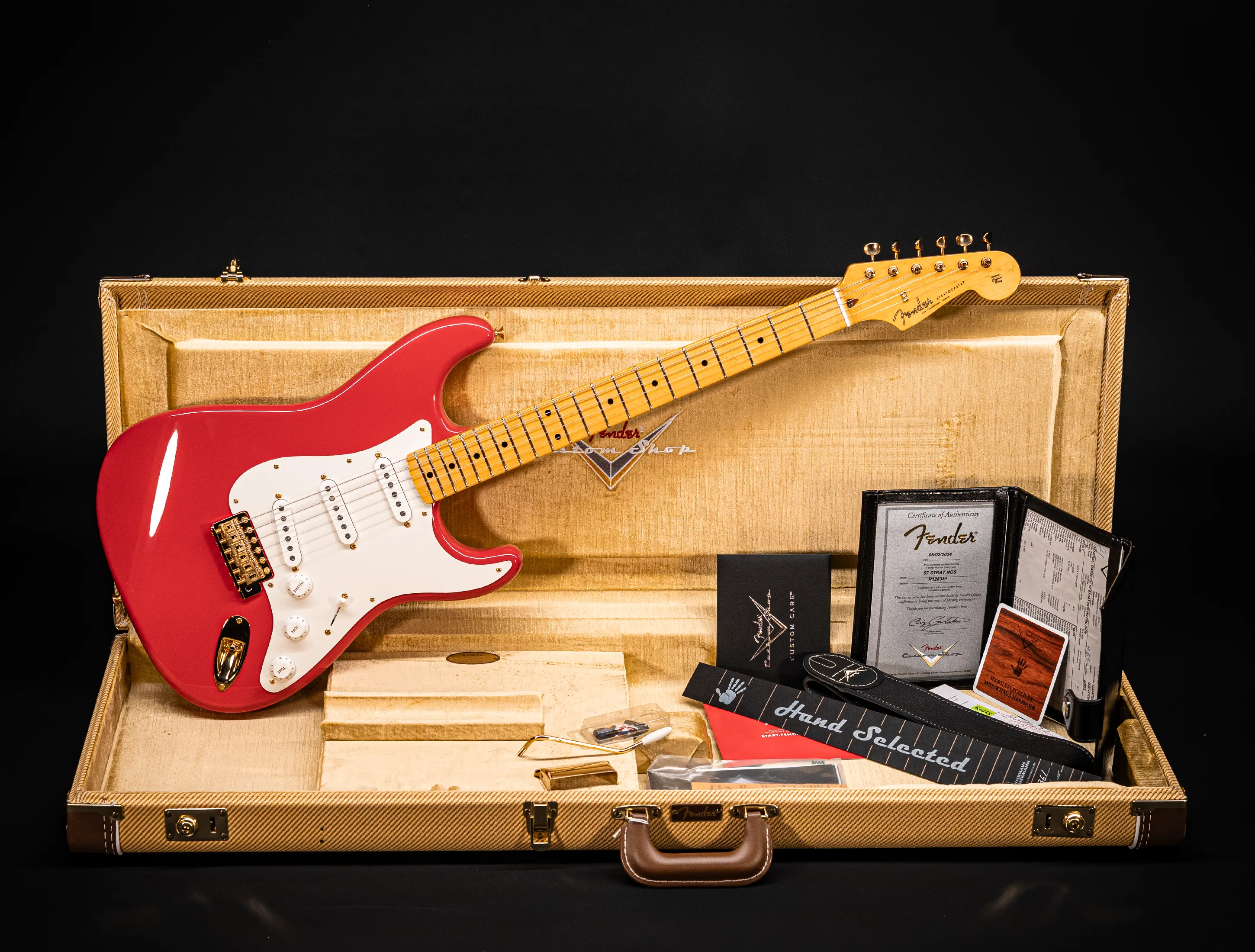 a161304 Fender MBD Limited 1957 Stratocaster Timeless NOS Birdseye Neck - Fiesta Red