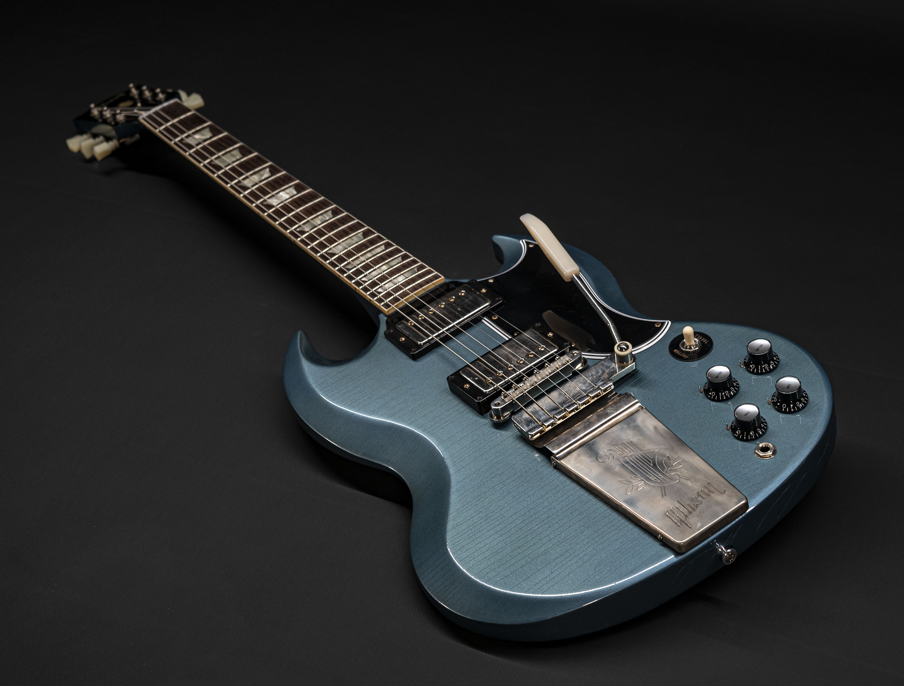 Galerie anzeigen (26 Bilder) a120196-gibson-sg-1964-standard-maestro-vibrola-murphy-lab-ultra-light-aged-pelham-blue