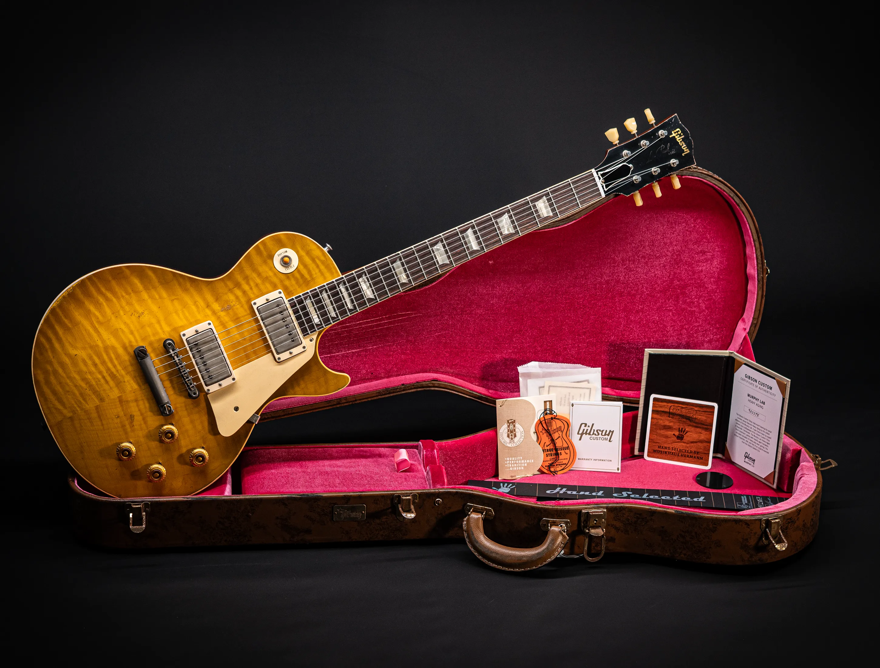 a172350 Gibson Les Paul 1959 Reissue Murphy Lab Heavy Aged Green Lemon Fade Musikhaus-Hermann