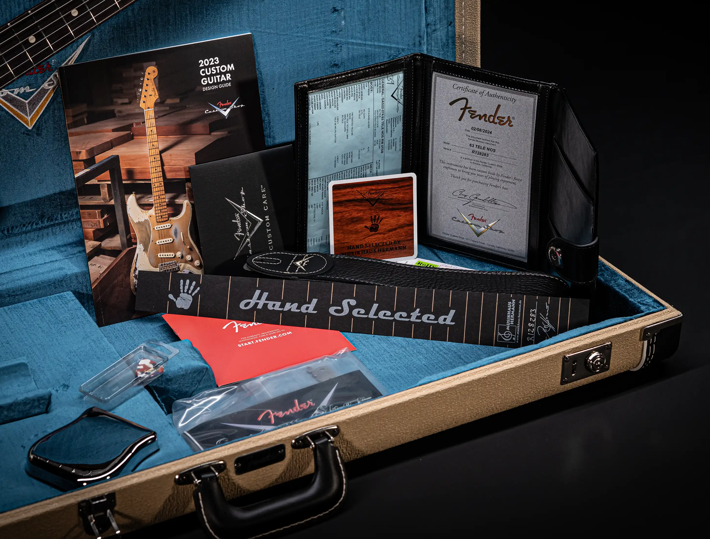 a154580 Fender-MBD-Limited-1963-Telecaster-Timeless-NOS-flame-Neck-Sunburst