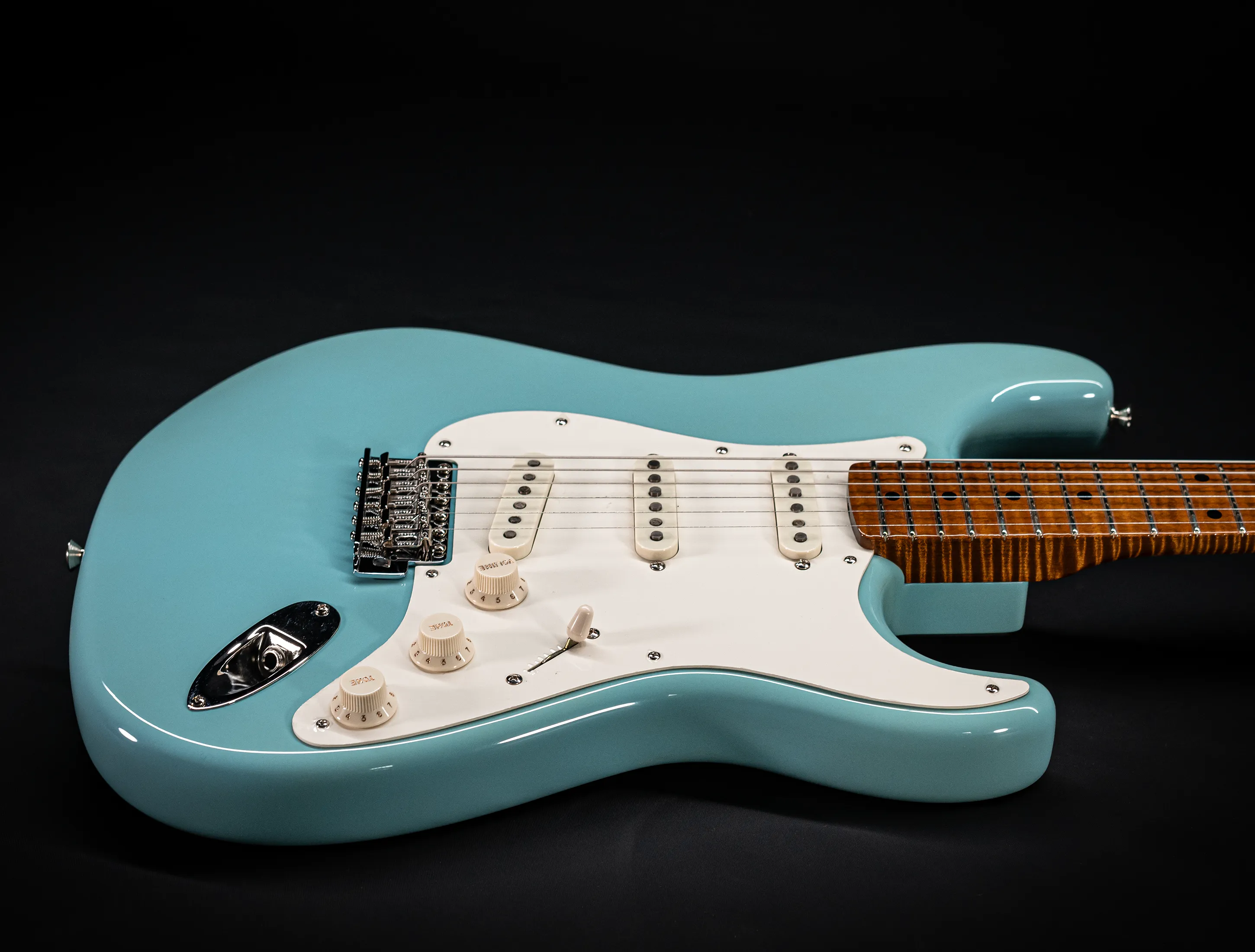 Fender 50`s Limited Stratocaster NOS Mastergrade roasted Flame AAAA Neck - Daphne Blue