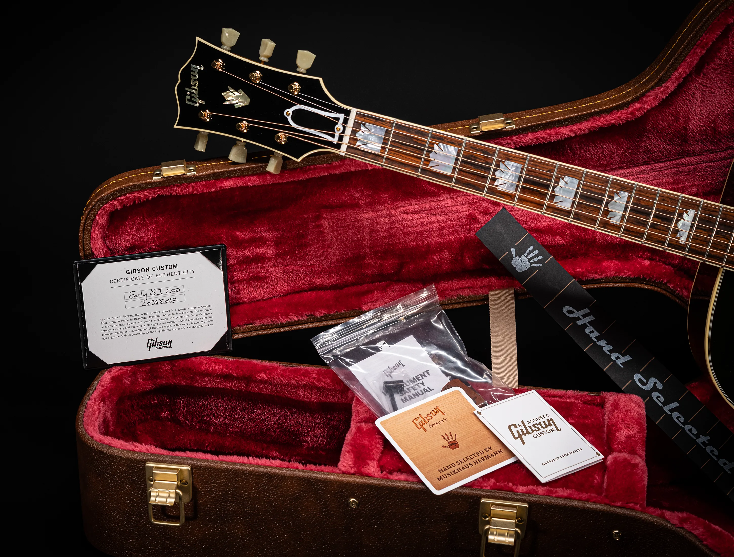 Galerie anzeigen (34 Bilder) a175833-Gibson-SJ-200-EARLY-50`s-Golden-Era-Custom-Shop-Adirondack-Vintage-Sunburst-Musikhaus-Hermann-