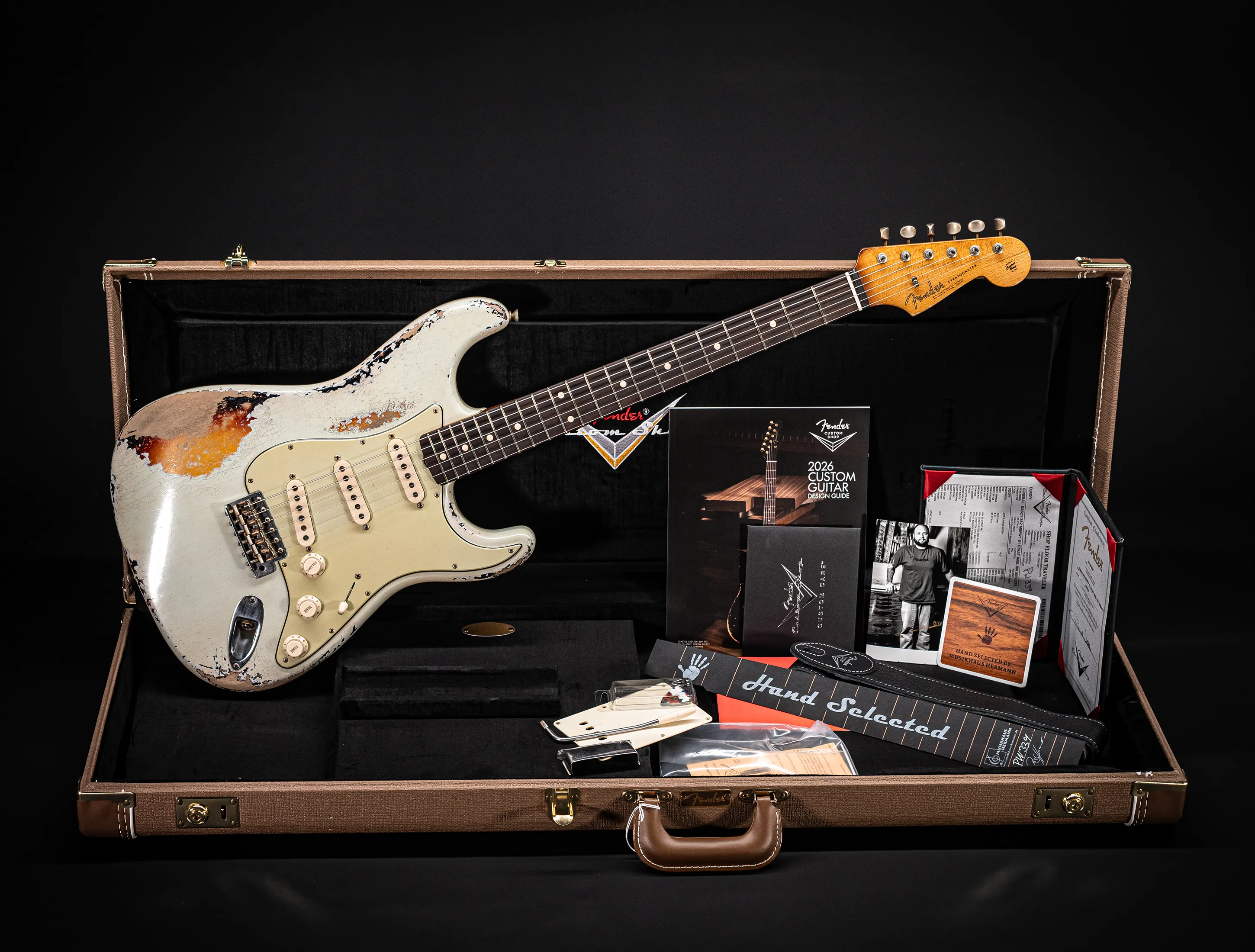 Fender Masterbuilt Paul Waller 1961 F-branded Ex Pin-Up Stratocaster Heavy Relic Sonic Blue over Sunburst