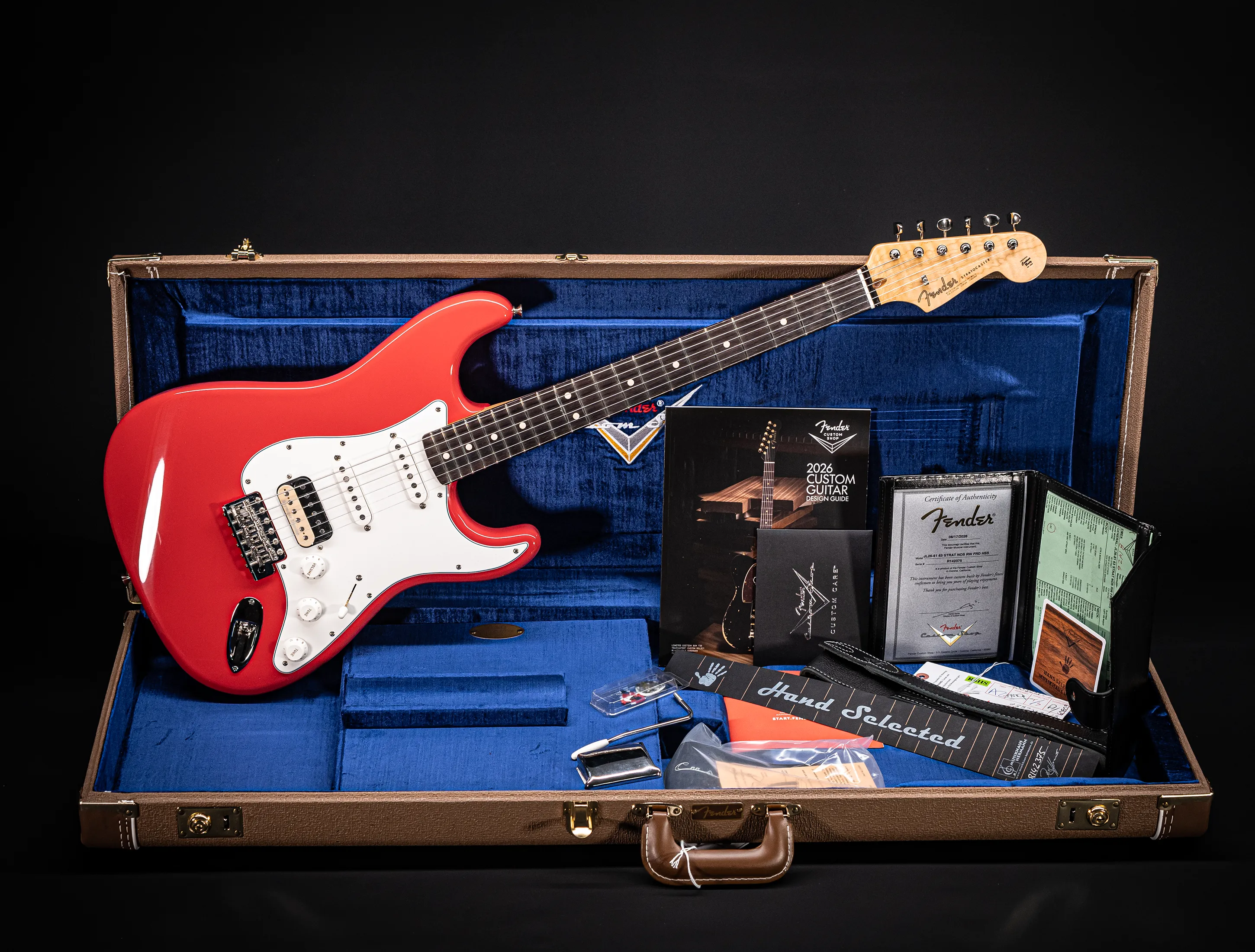 Fender MBD 1963 Humbucker Stratocaster GLOSS NOS flame Neck - Fiesta Red