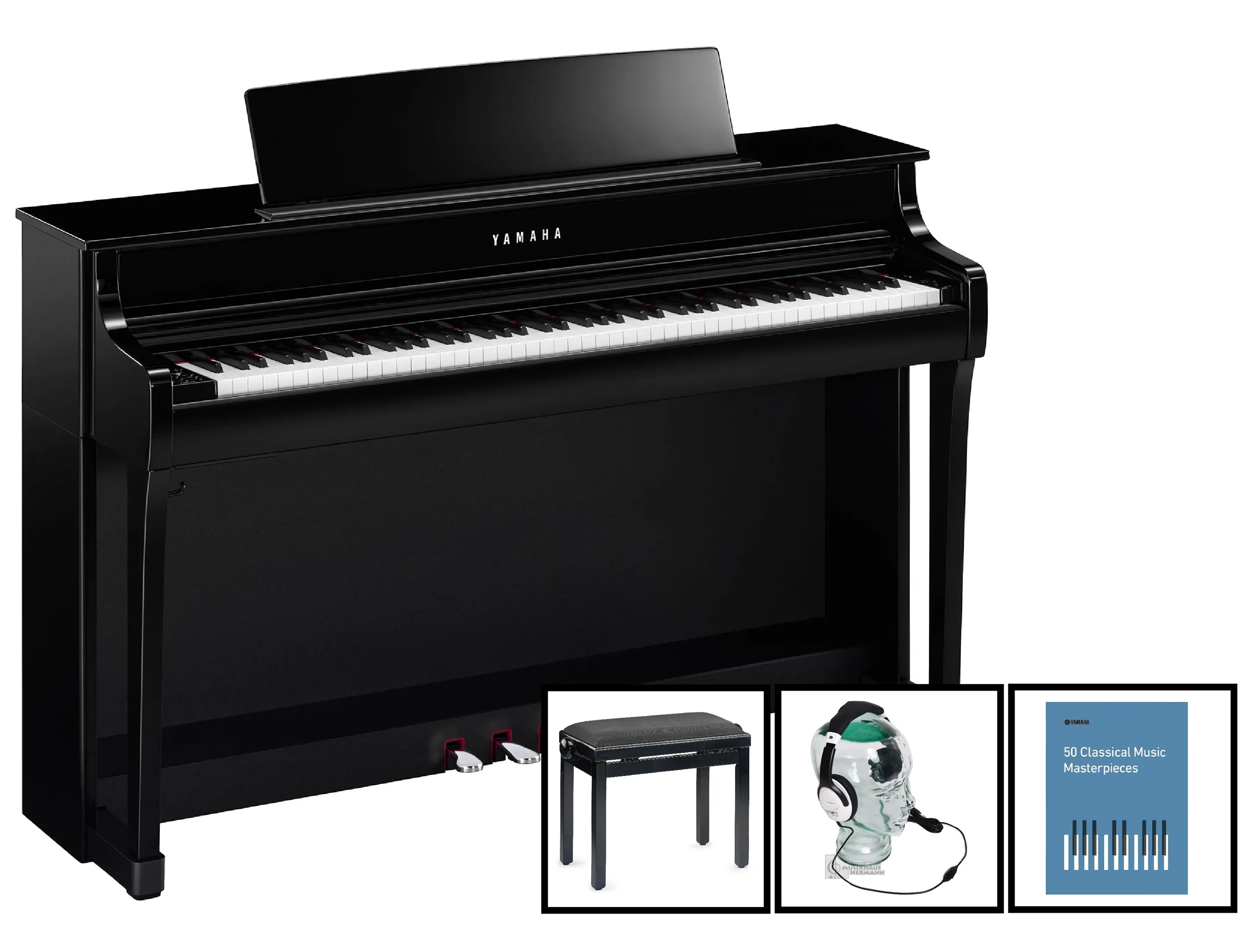 Yamaha CLP-845 PE schwarz poliert Bundle Set