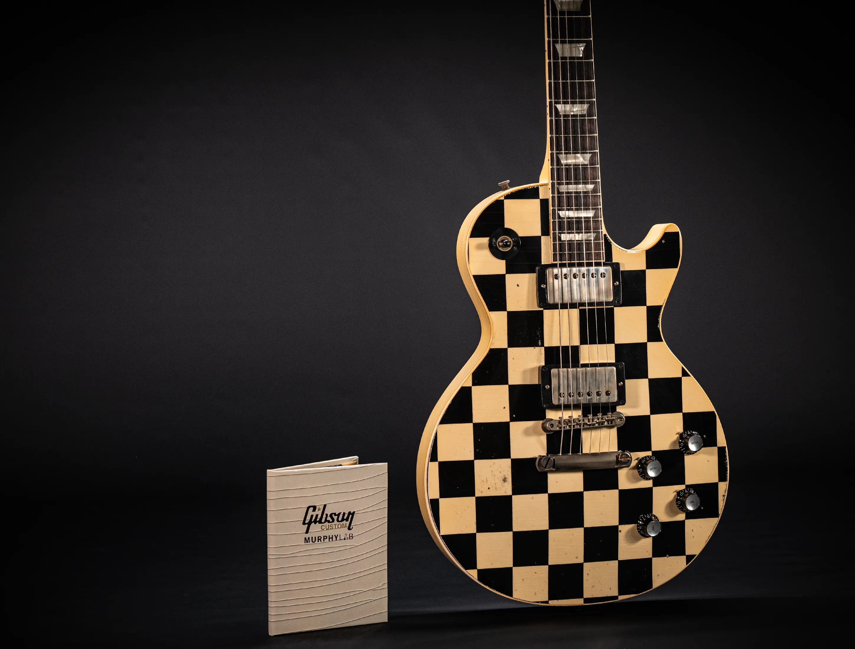 a162854 Gibson Les Paul 1958 Standard Murphy LAB Heavy Aged Black Checkerboard