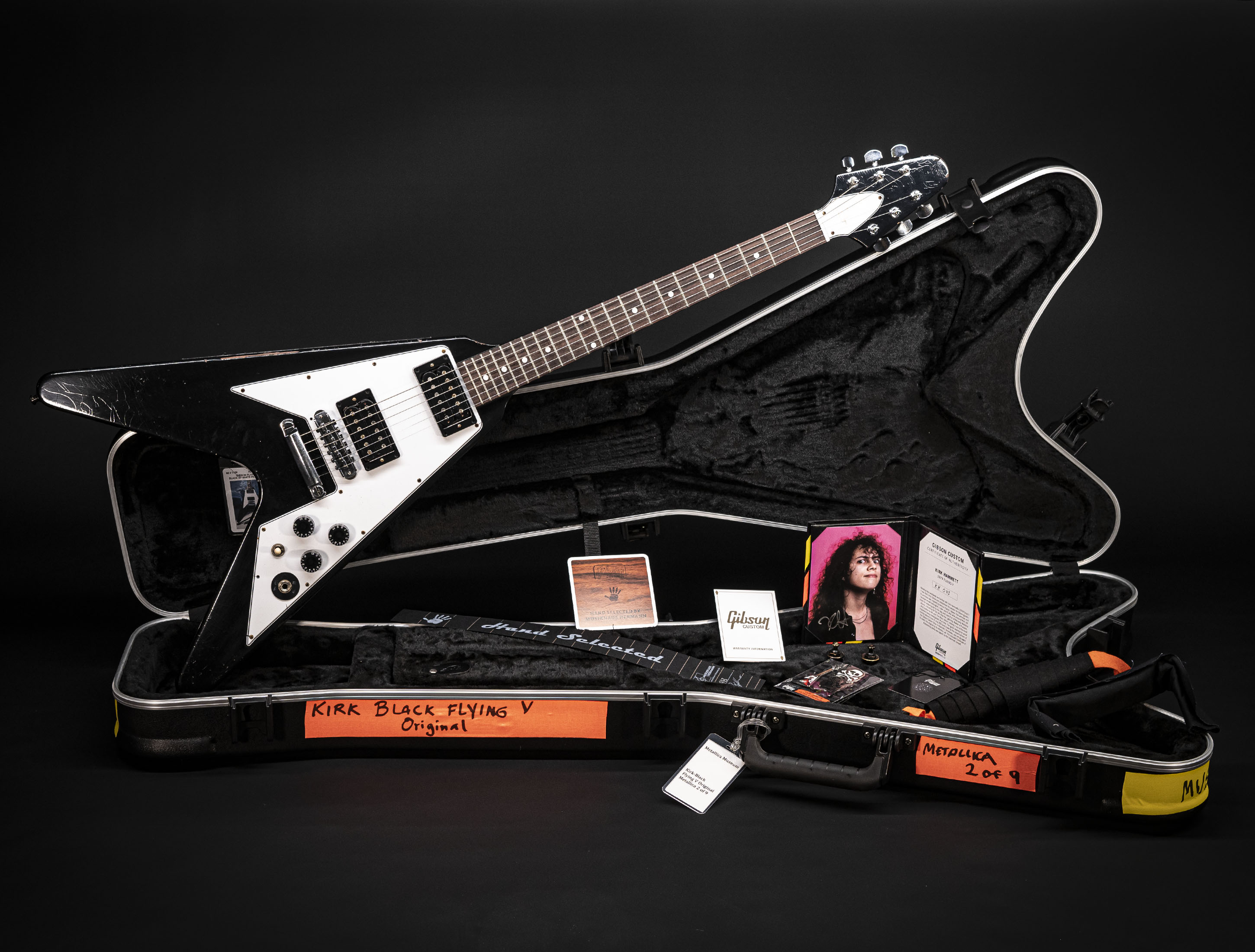 a133611-Gibson-Kirk-Hammett-1979-Flying-V-Ebony a133611-gibson-kirk-hammett-1979-flying-v-ebony