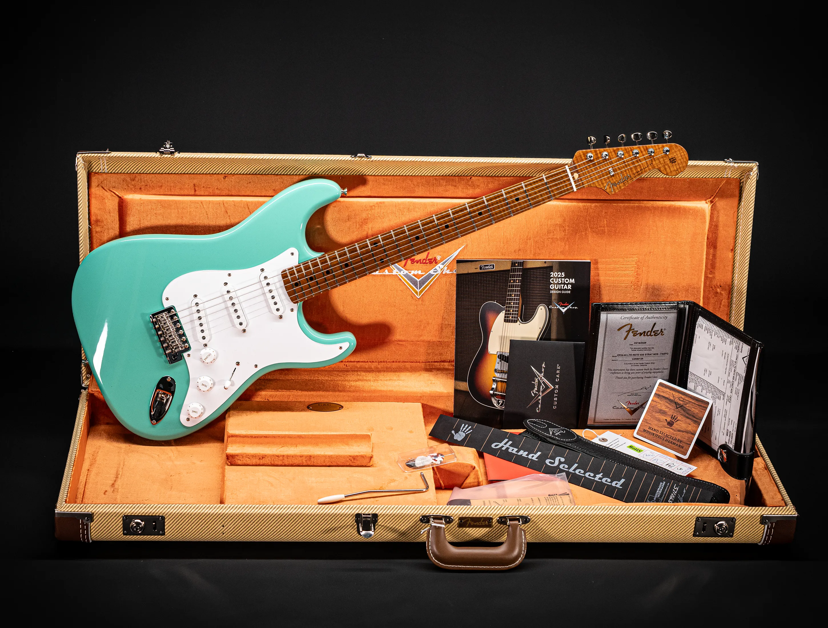 Fender 50`s Limited Stratocaster NOS Mastergrade roasted Flame AAAA Neck - Sea Foam Green