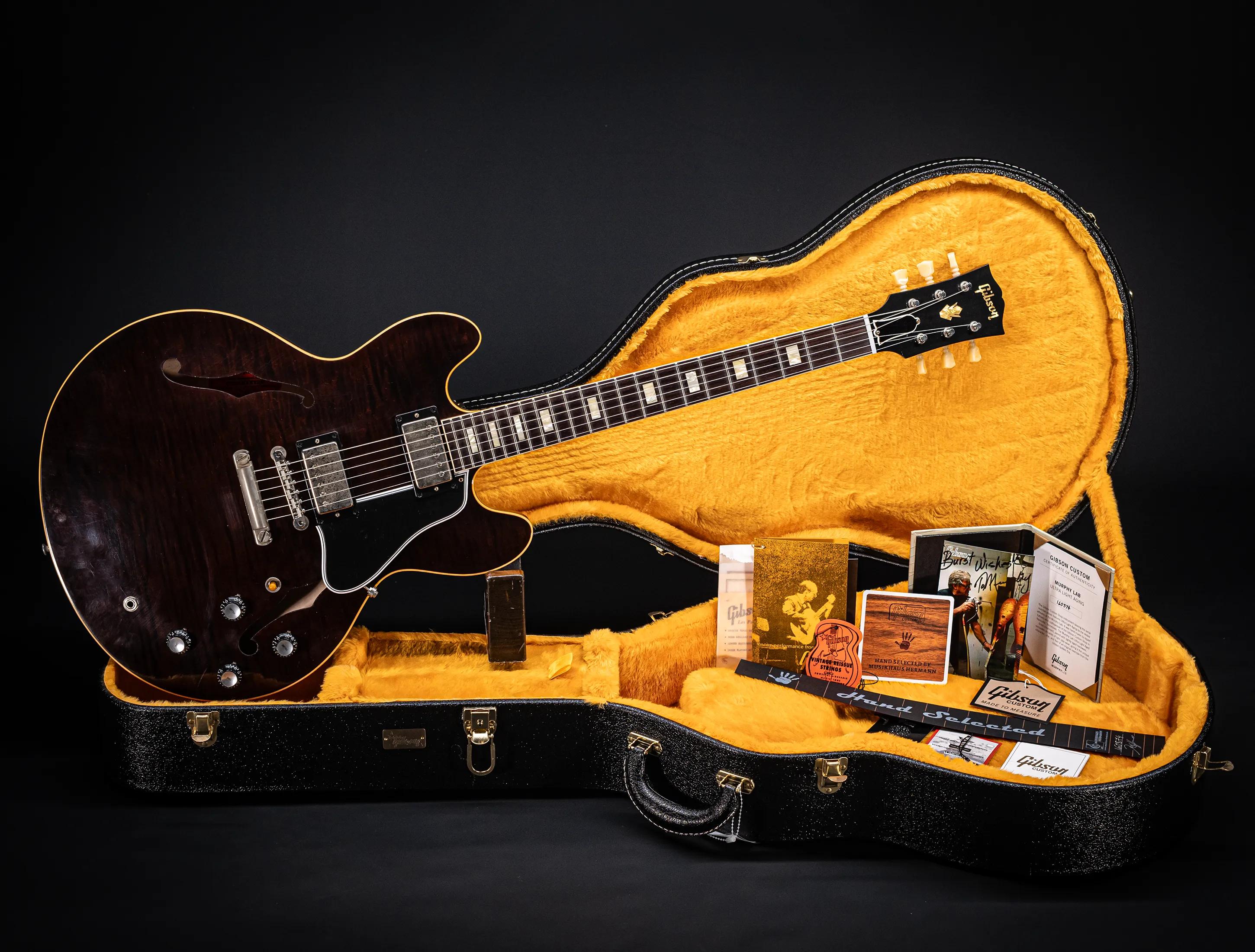 Gibson ES-335 1964 Custom Shop Murphy Lab Ultra Light Aged Figured Maple - Dark Walnut