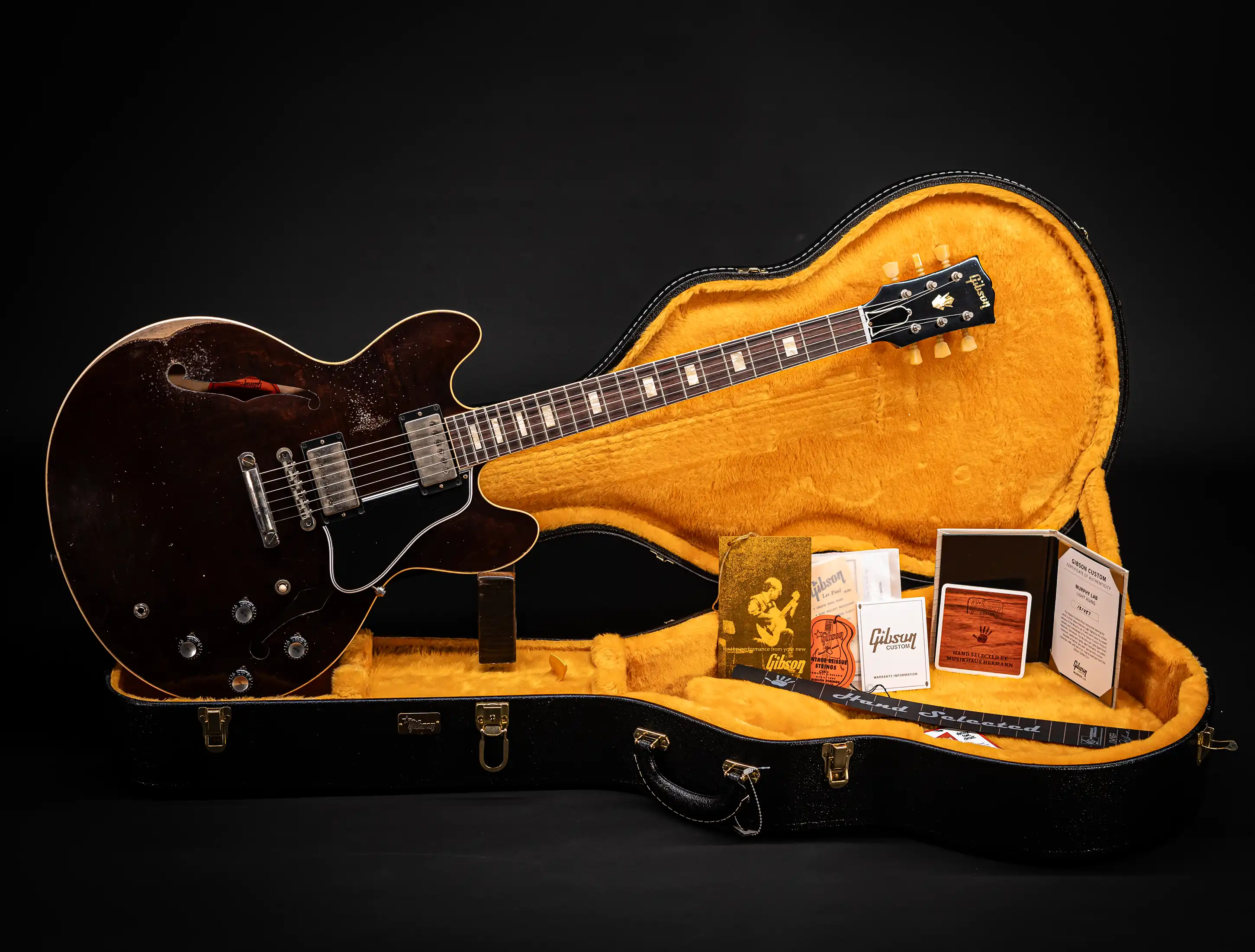 a154389 Gibson-ES-335-1964-Custom-Shop-Murphy-Lab-Heavy-Aged-Figured-Maple-Antique-Walnut-Stain